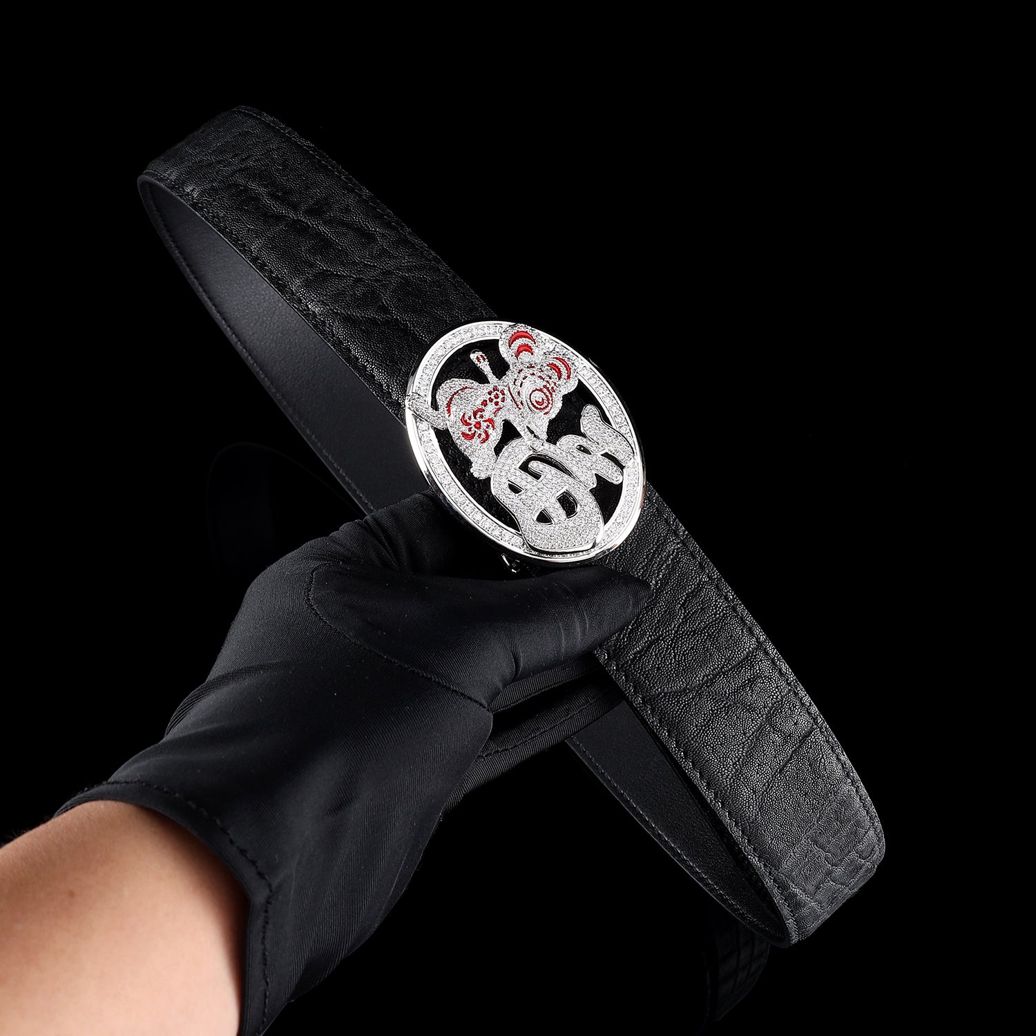 BELTLEY Unique (LUCKY Jerry) Buckle Elephant Belt 1.5 Inches-Black Color