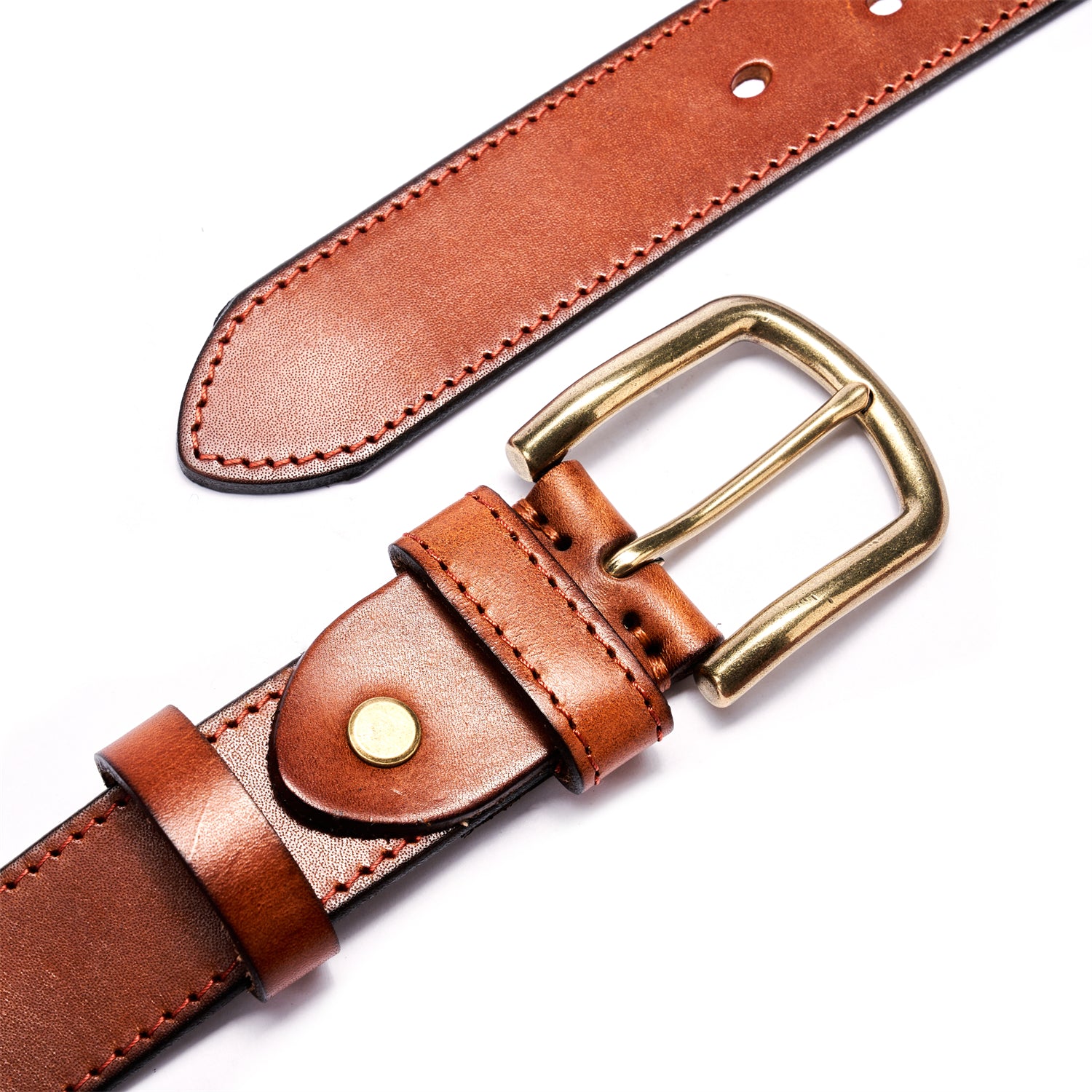 BELTLEY Unisex 1.25“ Light Brown Leather Belt - Classic & Stylish