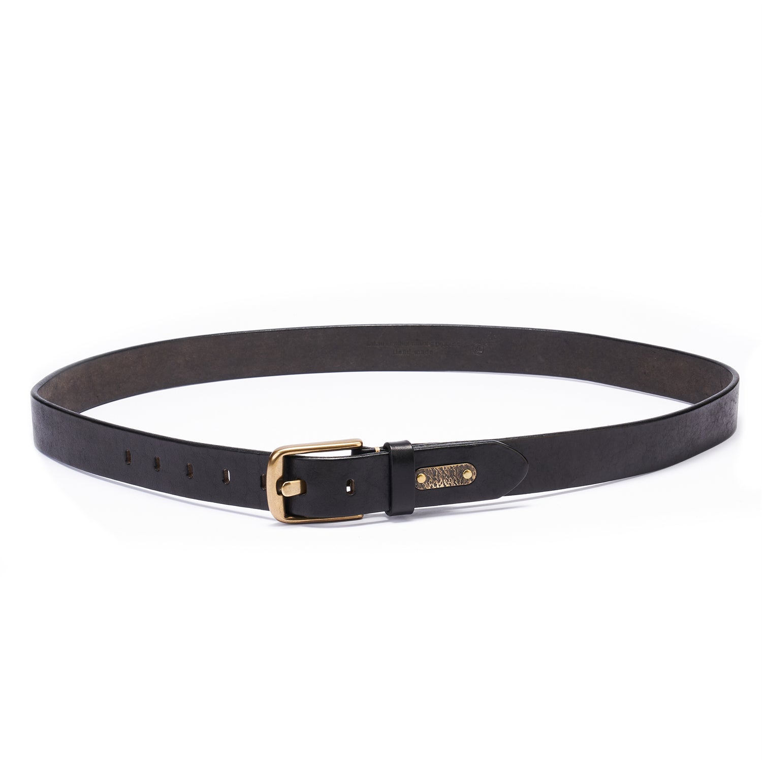BELTLEY Unisex Antique Belt 1.38 - Black Full-Grain Leather  Solid Brass Buckle