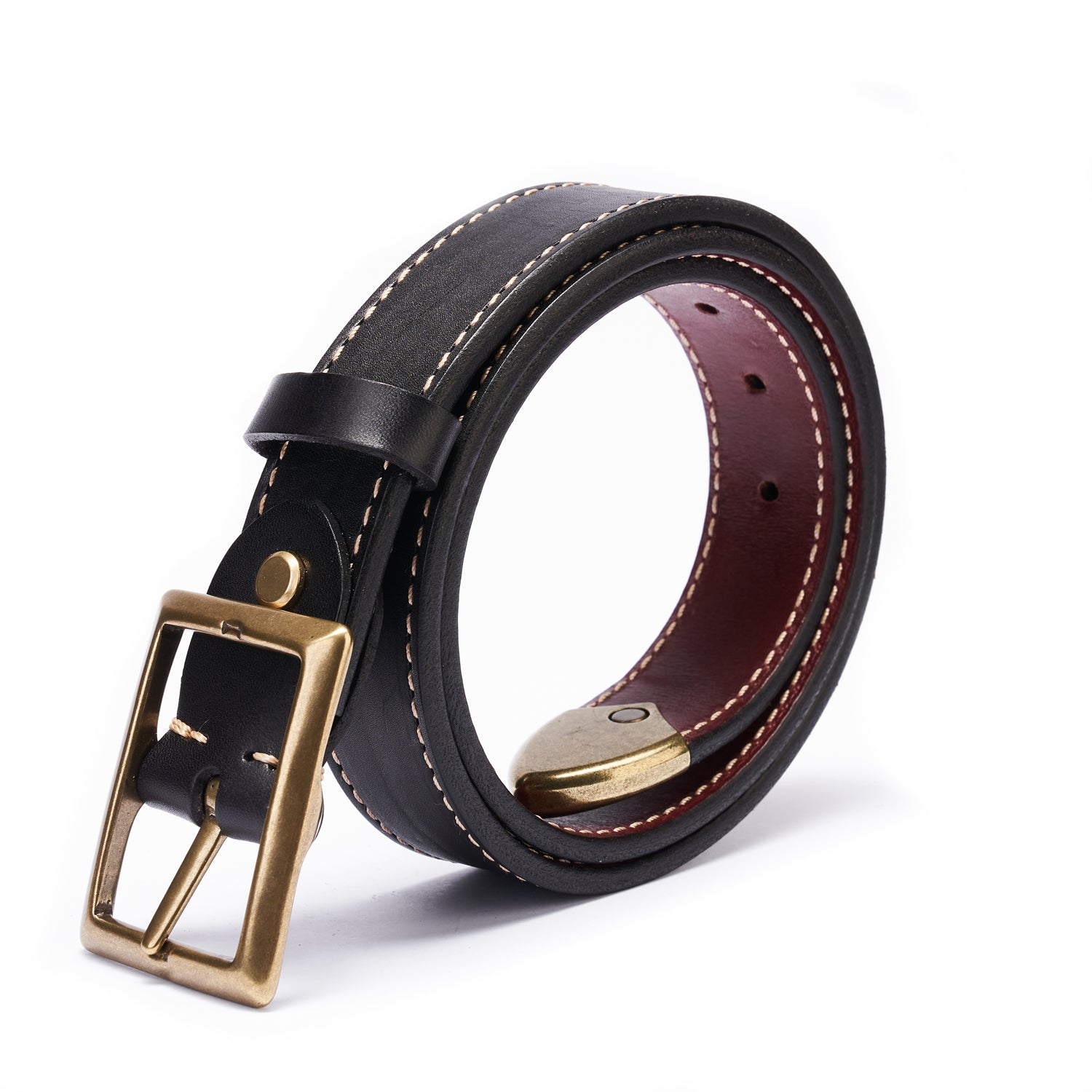 BELTLEY Unisex Reversible Belt – 1.38” Full-Grain Leather in Black & Wine