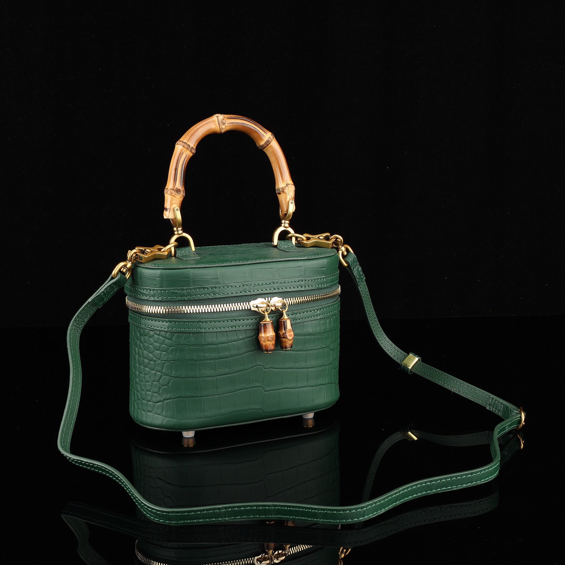 BELTLEY Vintage-Inspired Emerald Green Nile Crocodile Vanity Case