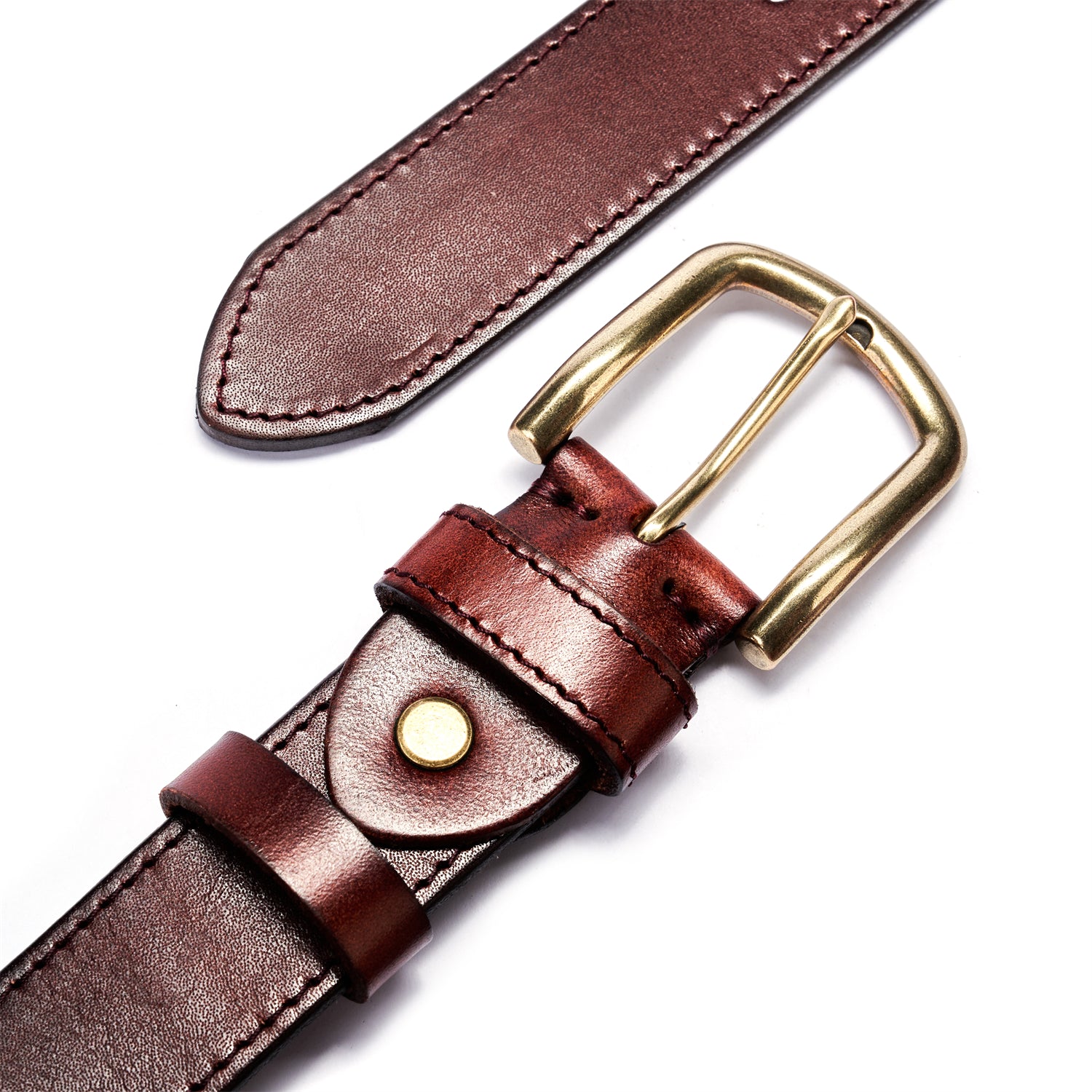 BELTLEY Vintage Burgundy Leather Belt - Unisex, Full Grain, 1.25" Wide