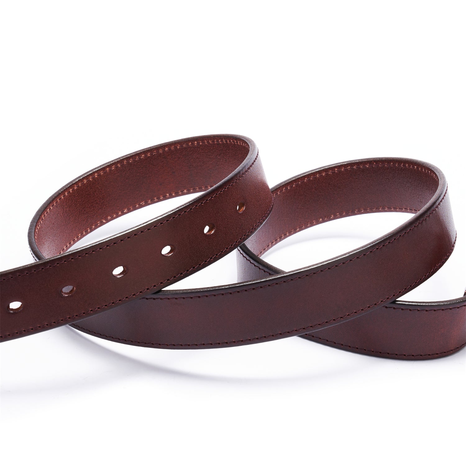 BELTLEY Vintage Burgundy Leather Belt - Unisex, Full Grain, 1.25" Wide