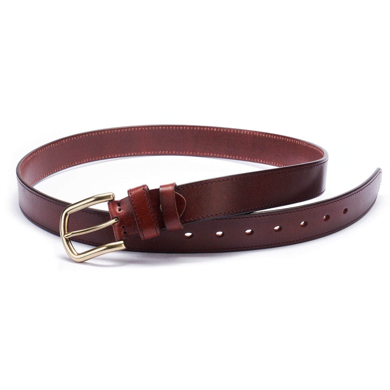 BELTLEY Vintage Burgundy Leather Belt - Unisex, Full Grain, 1.25" Wide