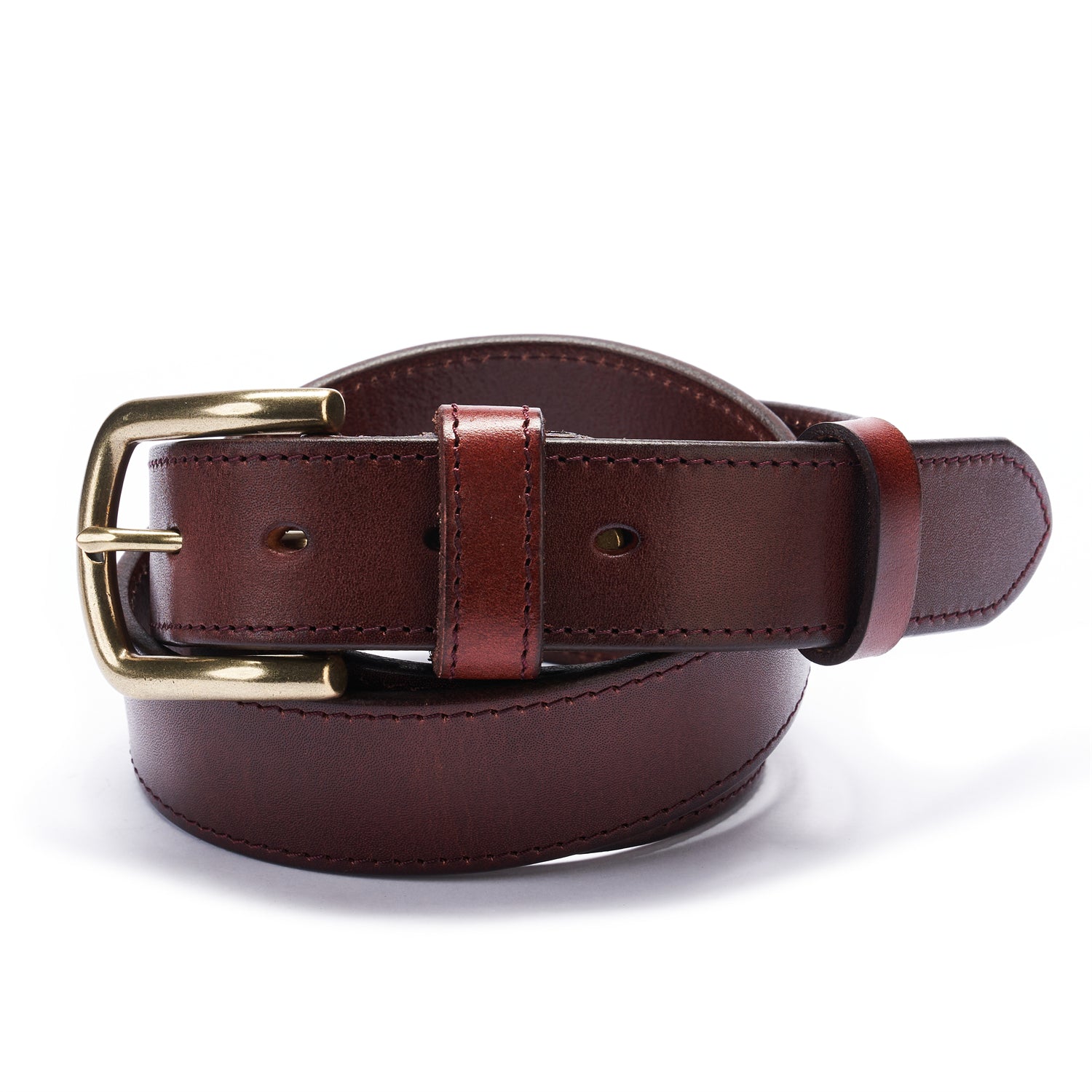 BELTLEY Vintage Burgundy Leather Belt - Unisex, Full Grain, 1.25" Wide
