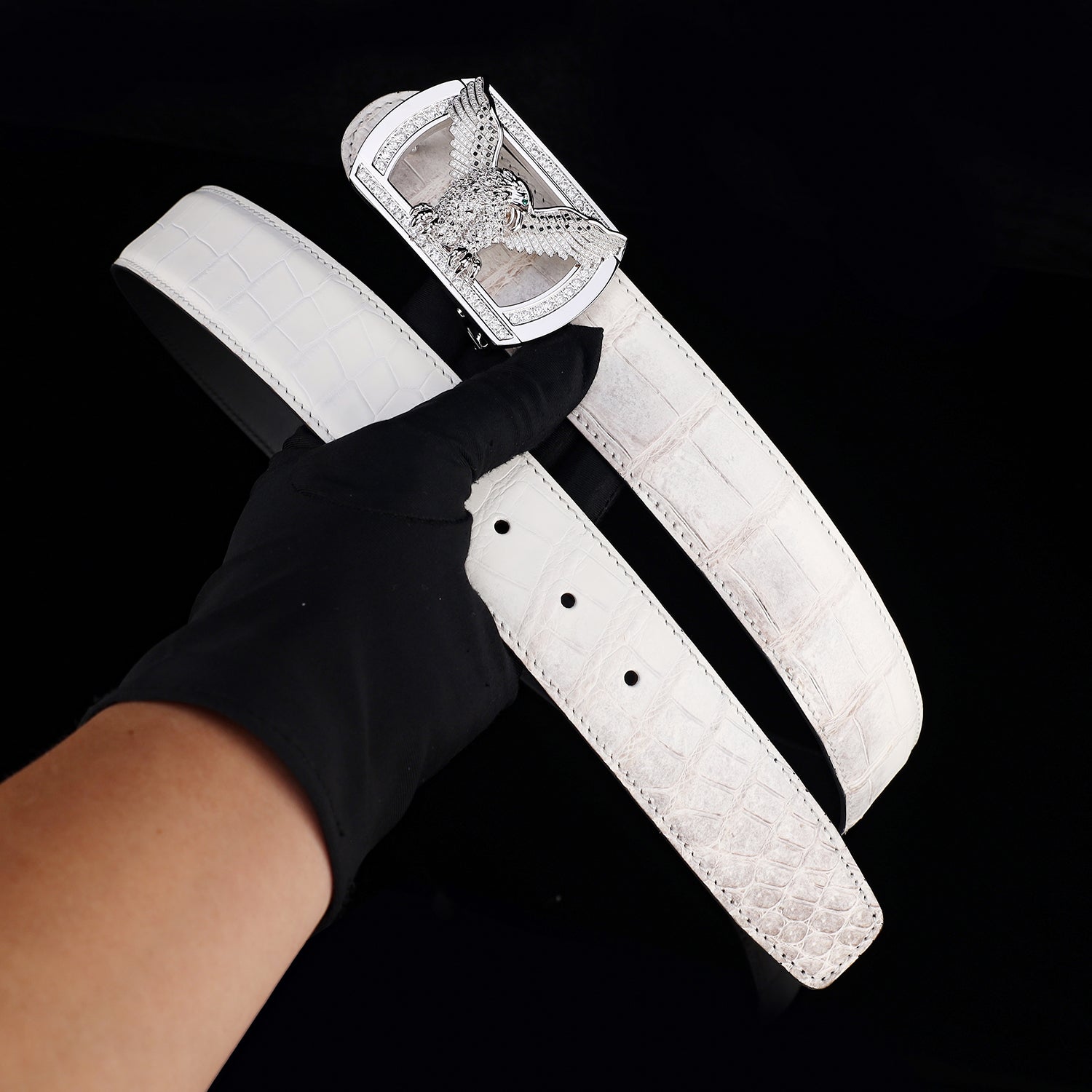 BELTLEY White Gradient Crocodile Belt – Himalayan Crocodile Belt