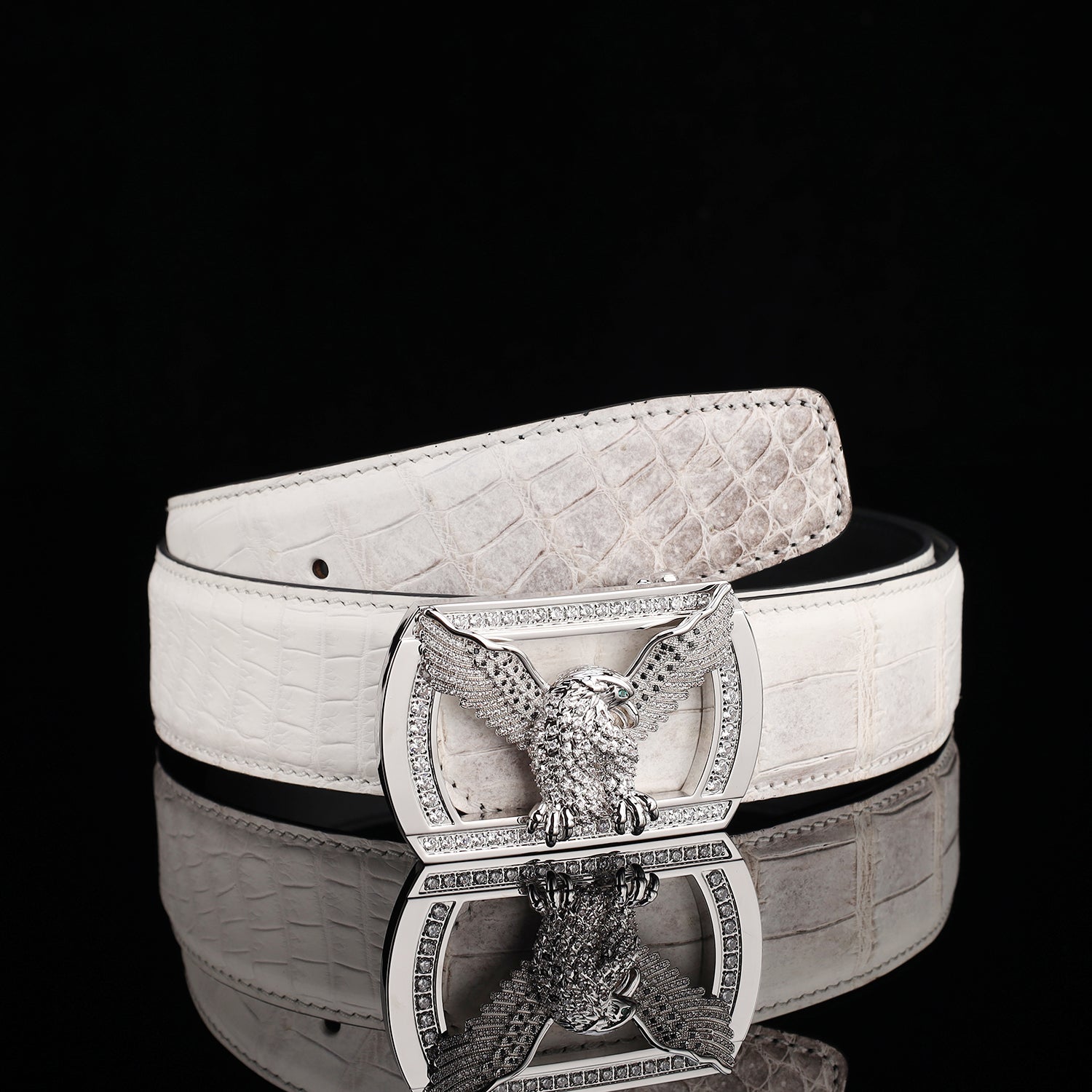 BELTLEY White Gradient Crocodile Belt – Himalayan Crocodile Belt