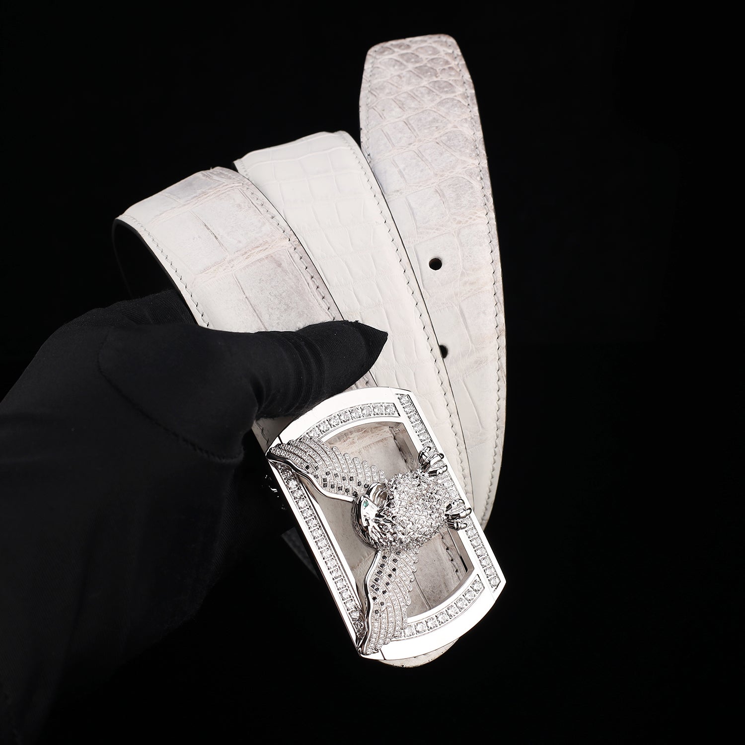 BELTLEY White Gradient Crocodile Belt – Himalayan Crocodile Belt
