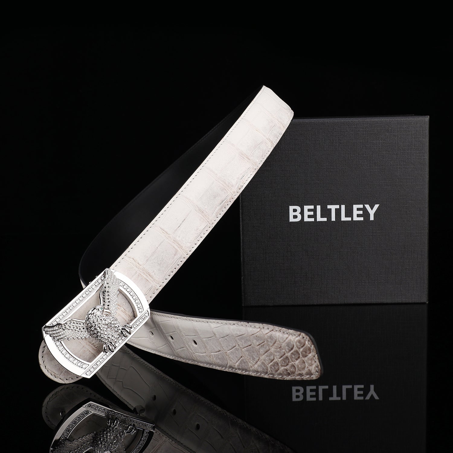 BELTLEY White Gradient Crocodile Belt – Himalayan Crocodile Belt