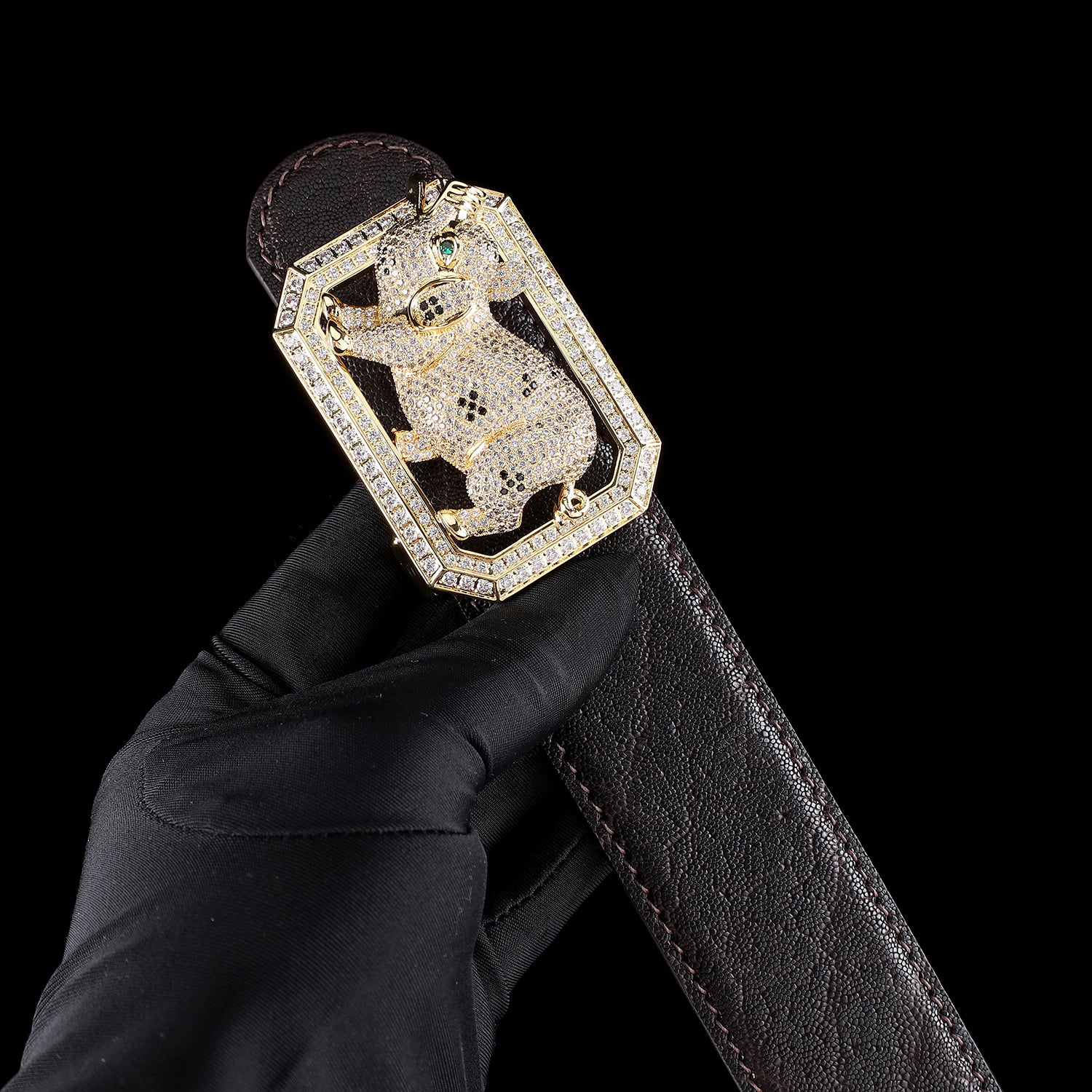 BELTLEY Authentic Elephant Leather Belt for Men with Pig Buckle – Espresso Brown