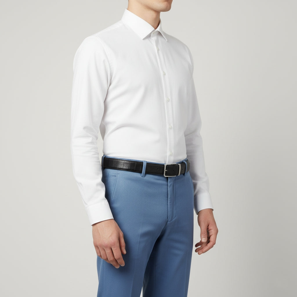 BELTLEY Black Authentic Deerskin Leather  Belt-Unisex 1.38"