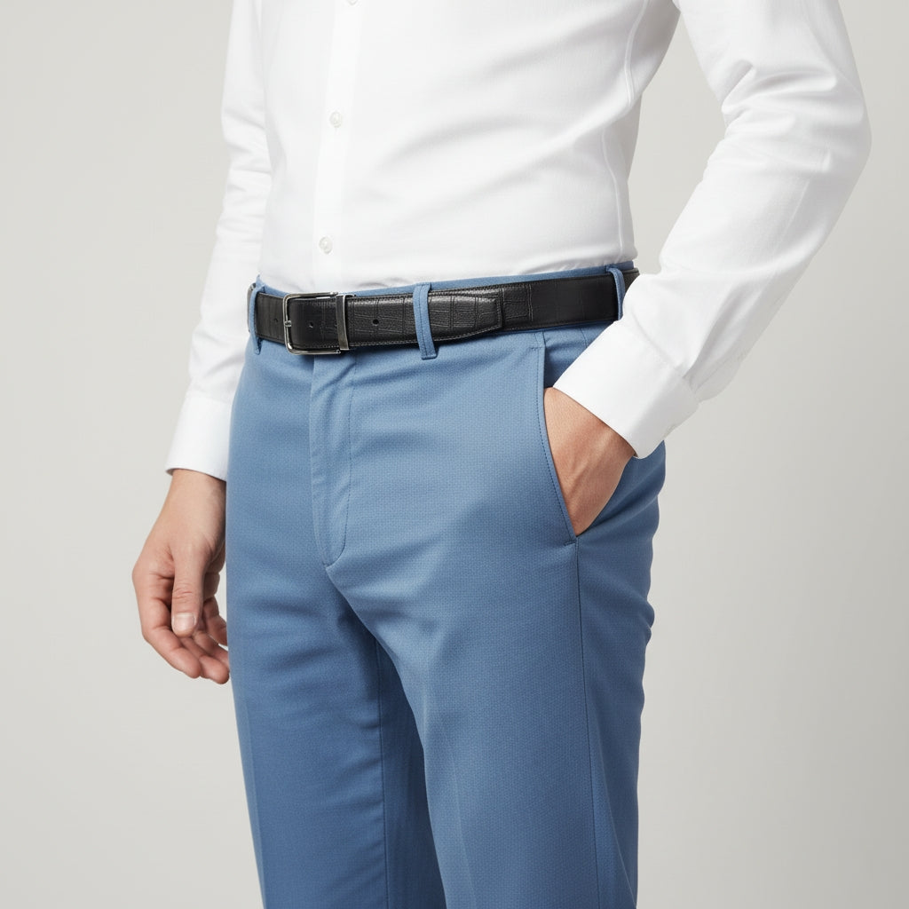 BELTLEY Black Authentic Deerskin Leather  Belt-Unisex 1.38"