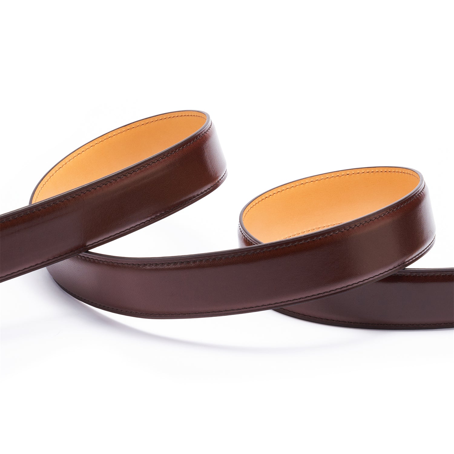 BELTLEY Brown Italian Full-Grain Leather Belt  with Japanese Oak Leather Base Layer