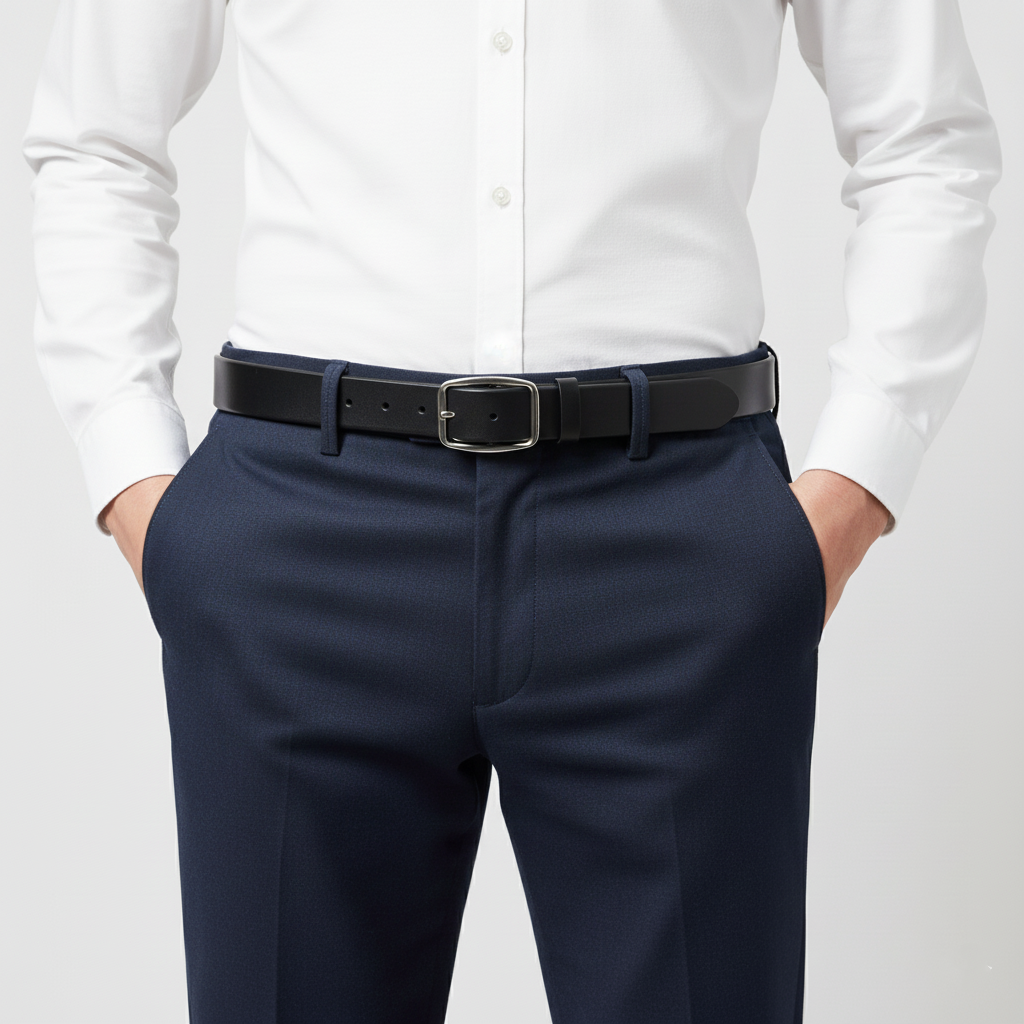 BELTLEY Piano Black Slim Belt for Women