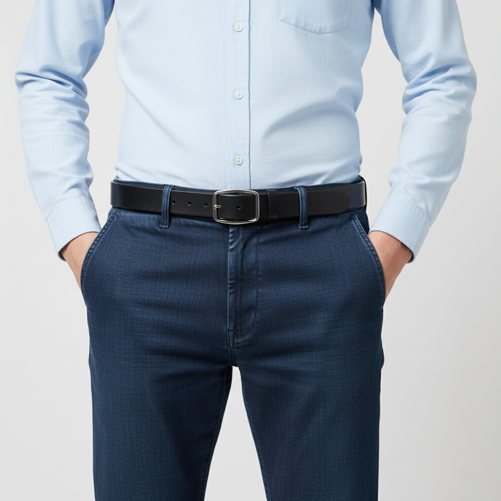 BELTLEY Piano Black Slim Belt for Women