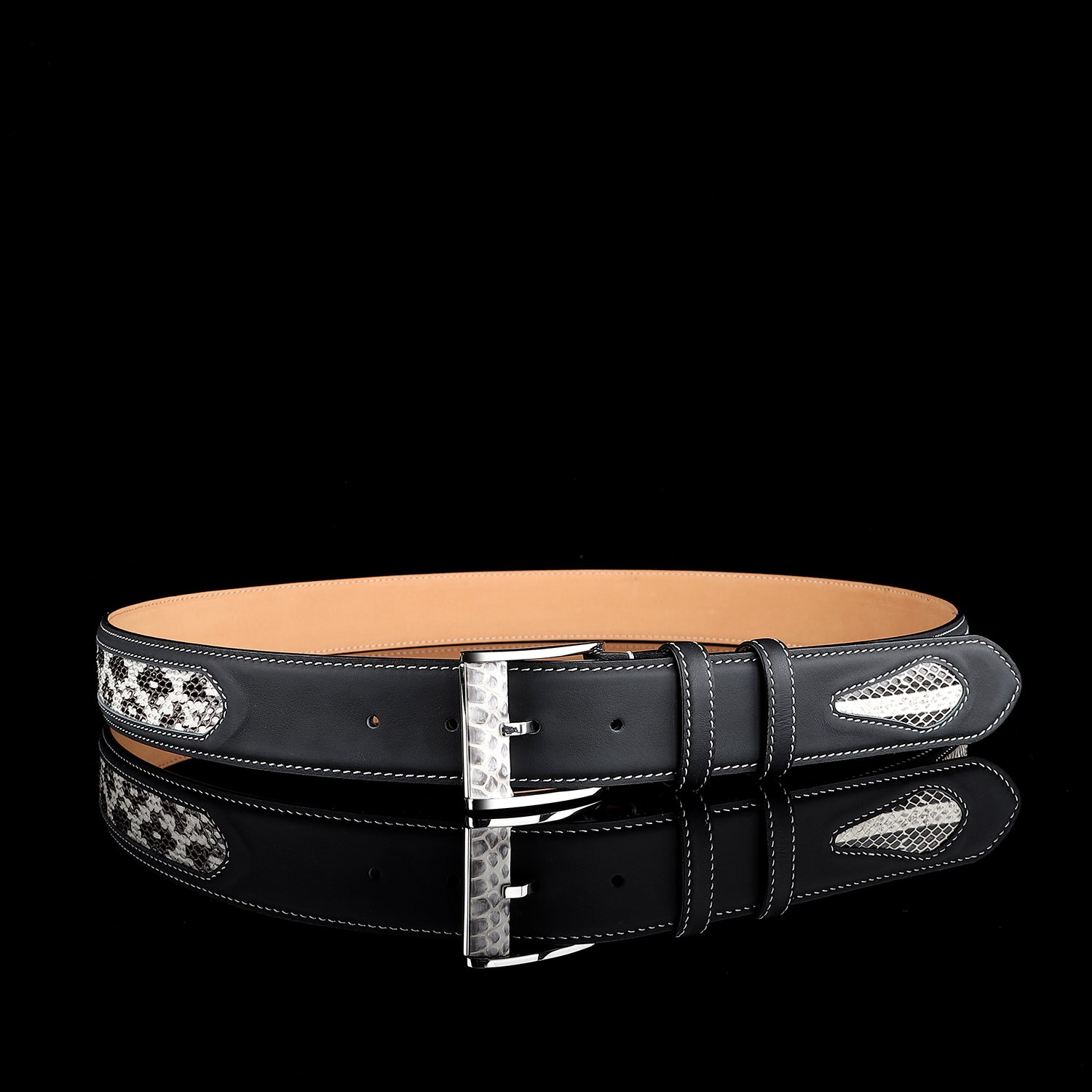 BELTLEY Signature Two-Tone Python Inlay Belt