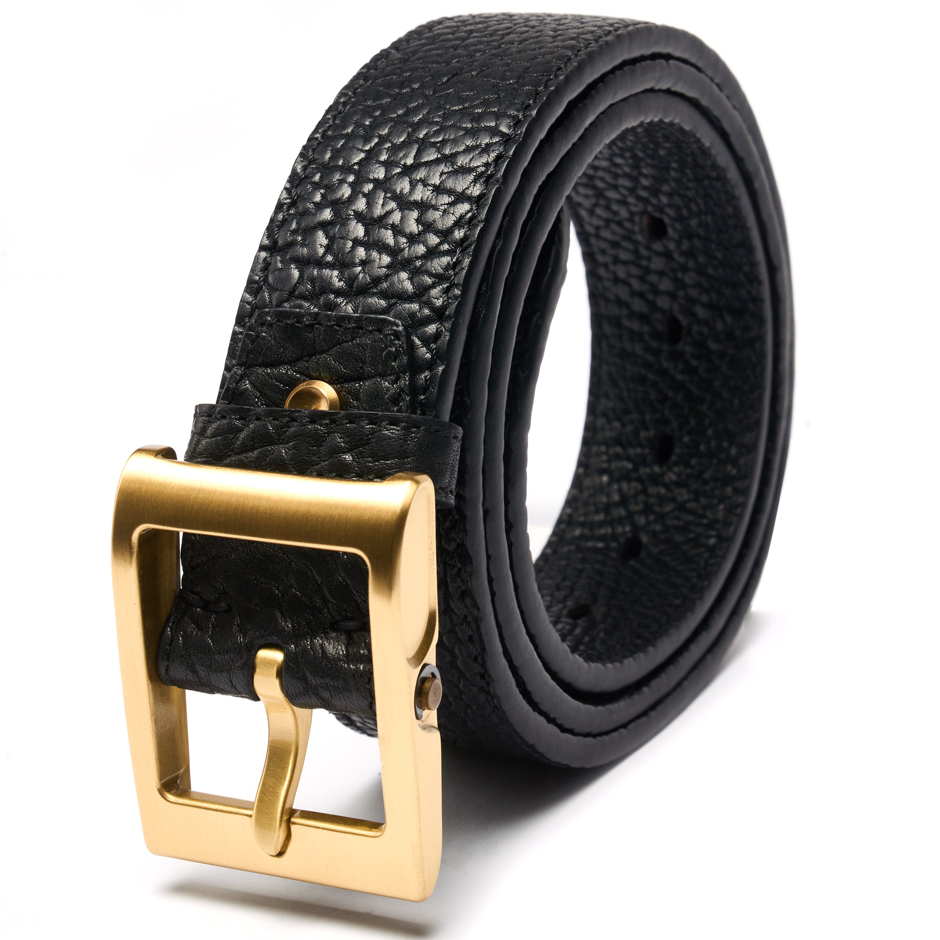 BELTLEY Black Savage-Grained Leather Belt( 100% Full-Grain)-1.50 inches WIDE