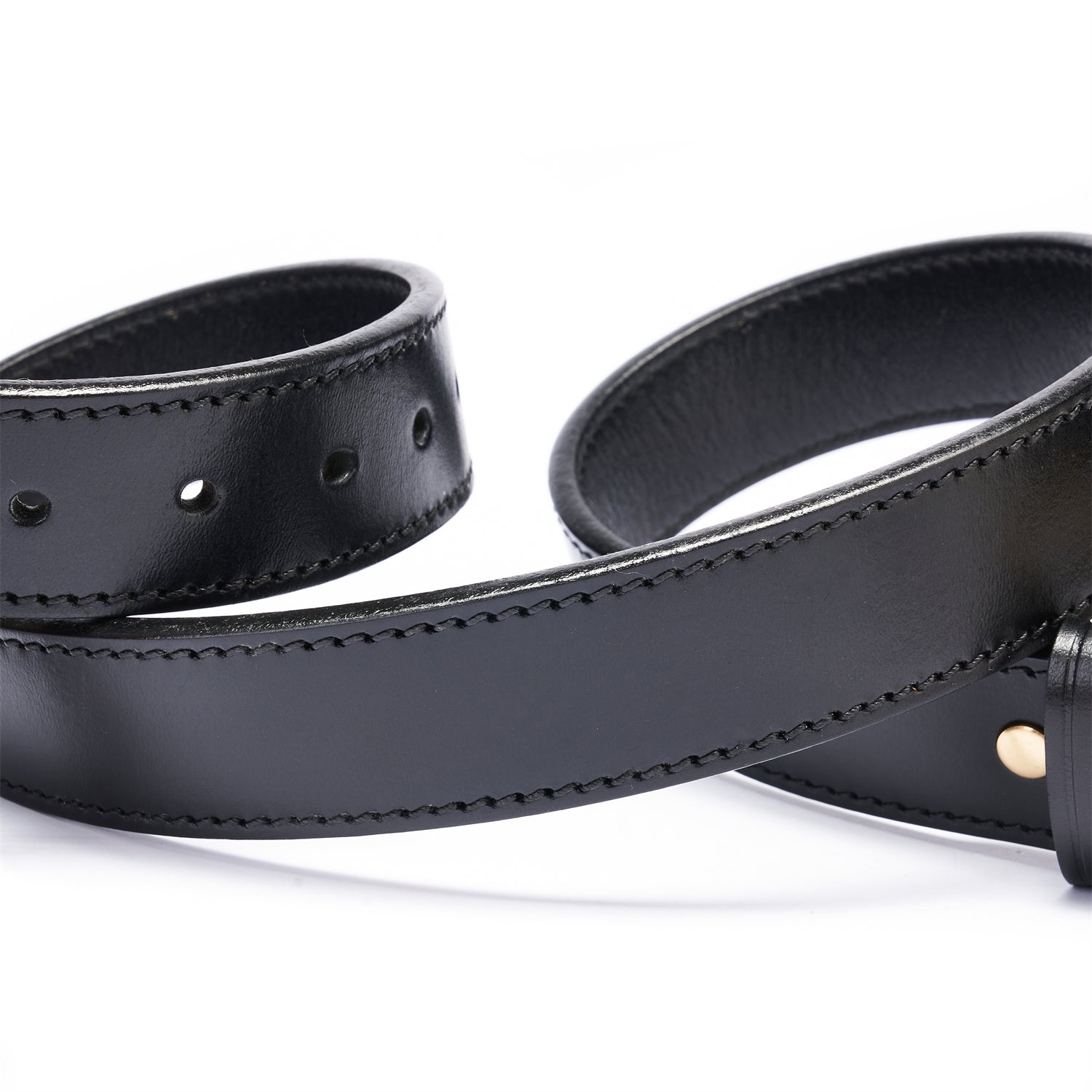 BELTLEY Black Double Layer Belt – 1.5” Full-Grain Leather -Solid Brass Buckle