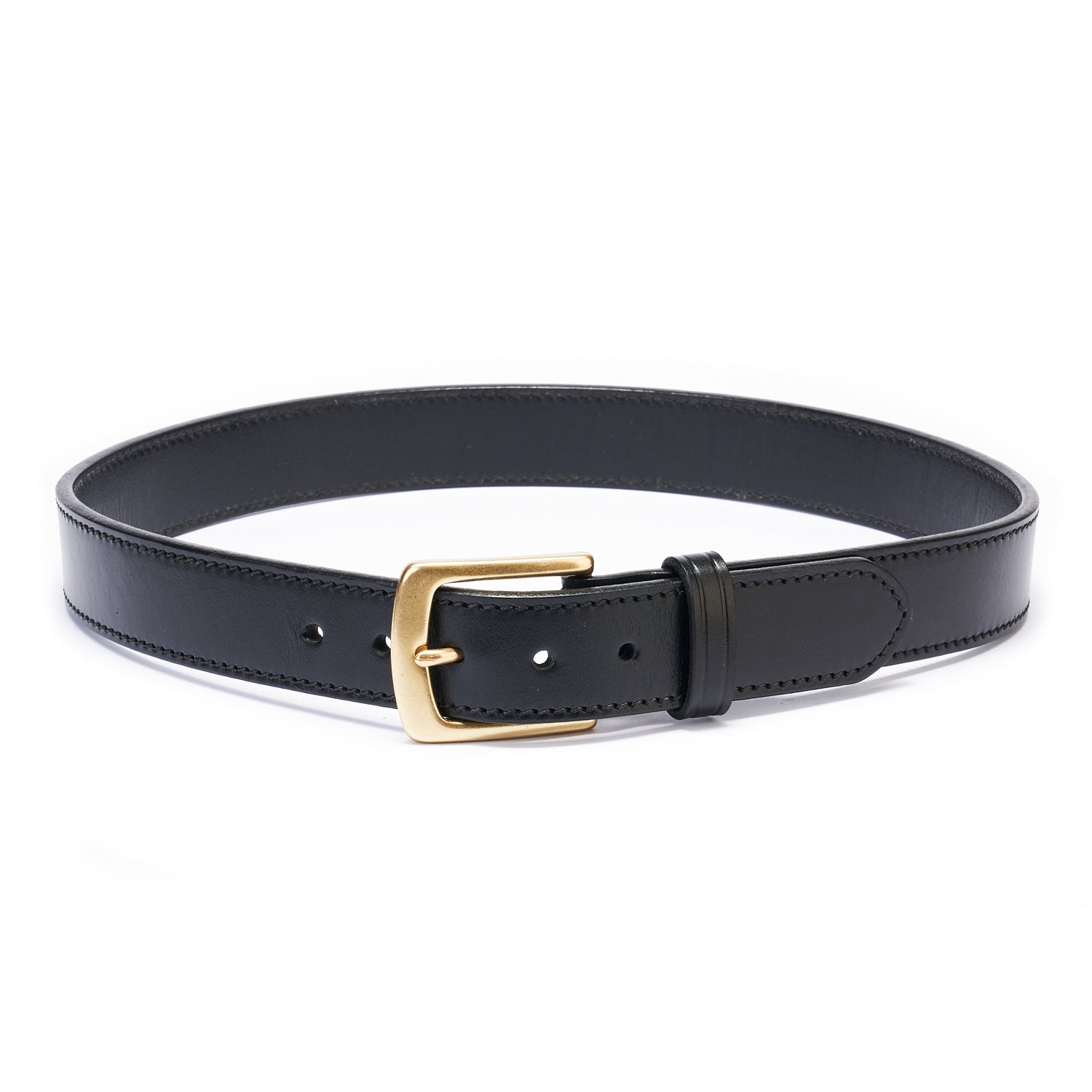 BELTLEY Black Double Layer Belt – 1.5” Full-Grain Leather -Solid Brass Buckle