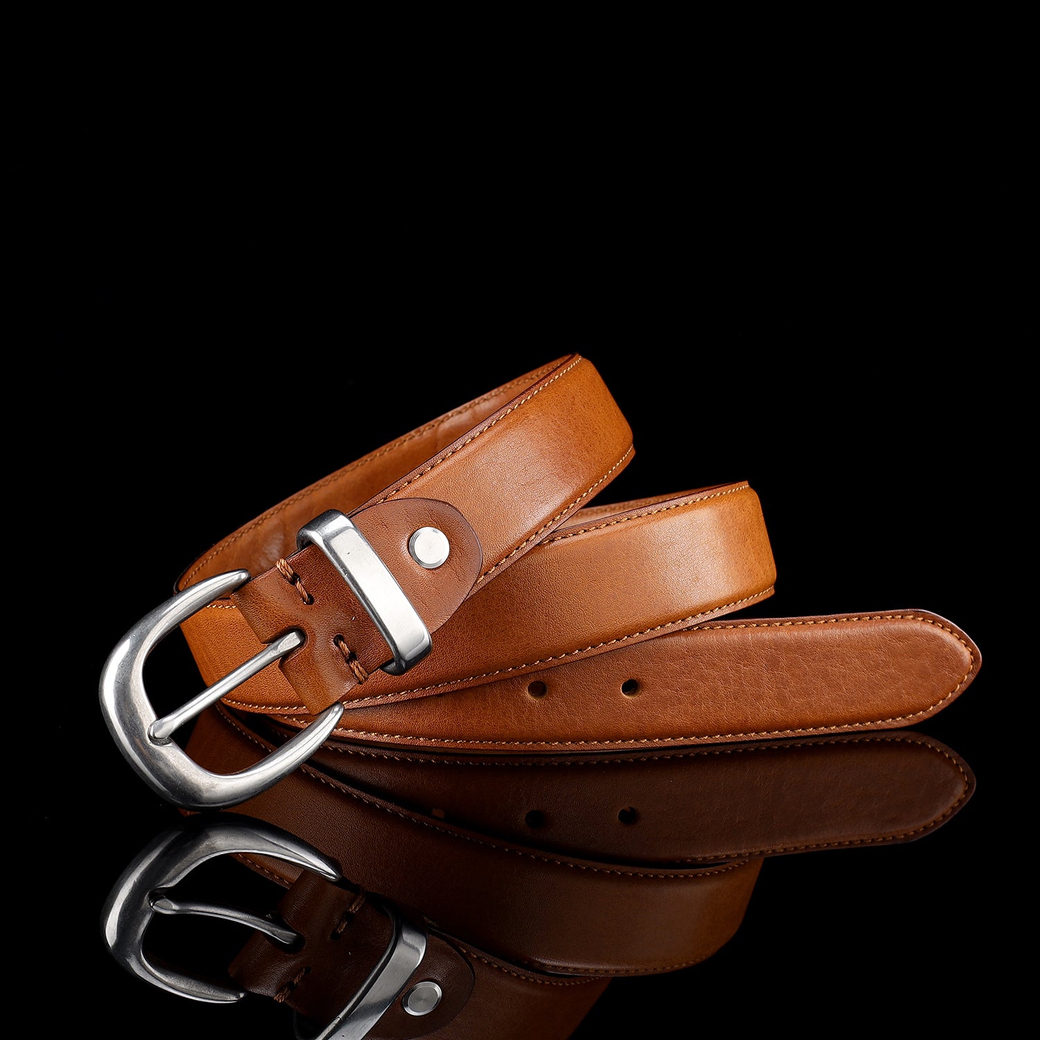 Beltley Elegant Cognac Leather Belt for Women | 1.25" Minimalist Design