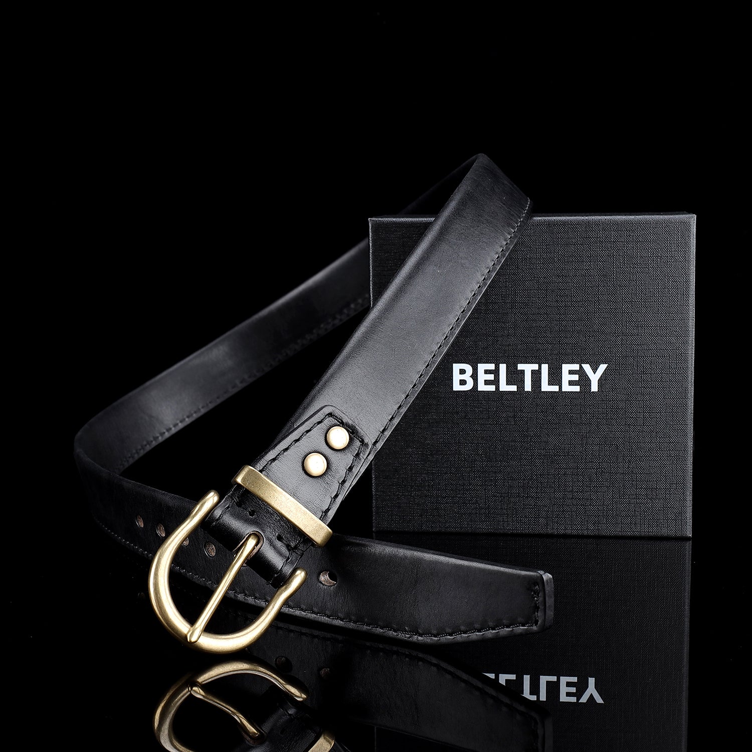 Beltley Folded Double-Layer Full-Grain Leather Belt — 1.5" (Black)