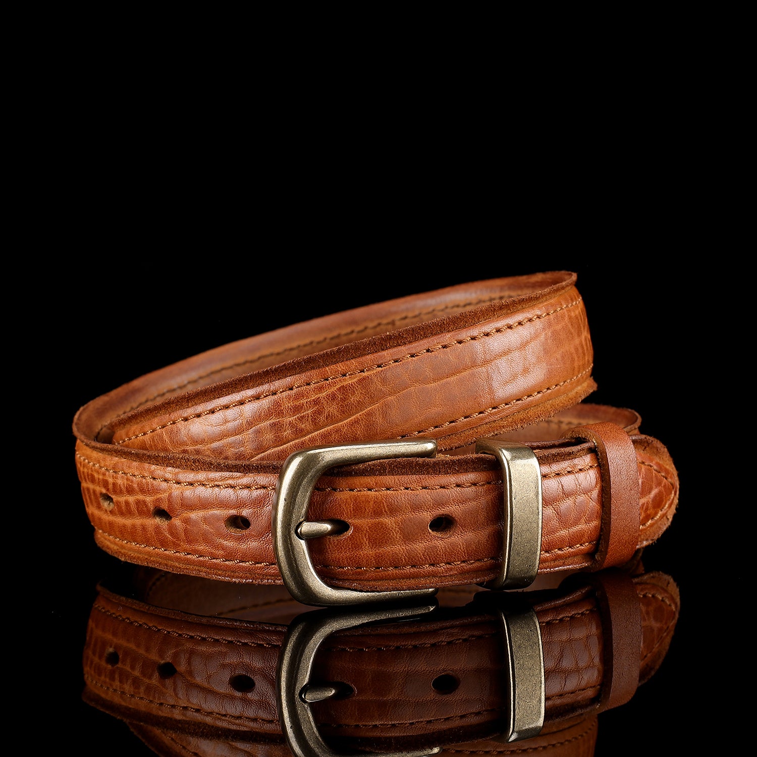 Beltley Vintage Cognac Brown Leather Belt-Unisex Distressed Design