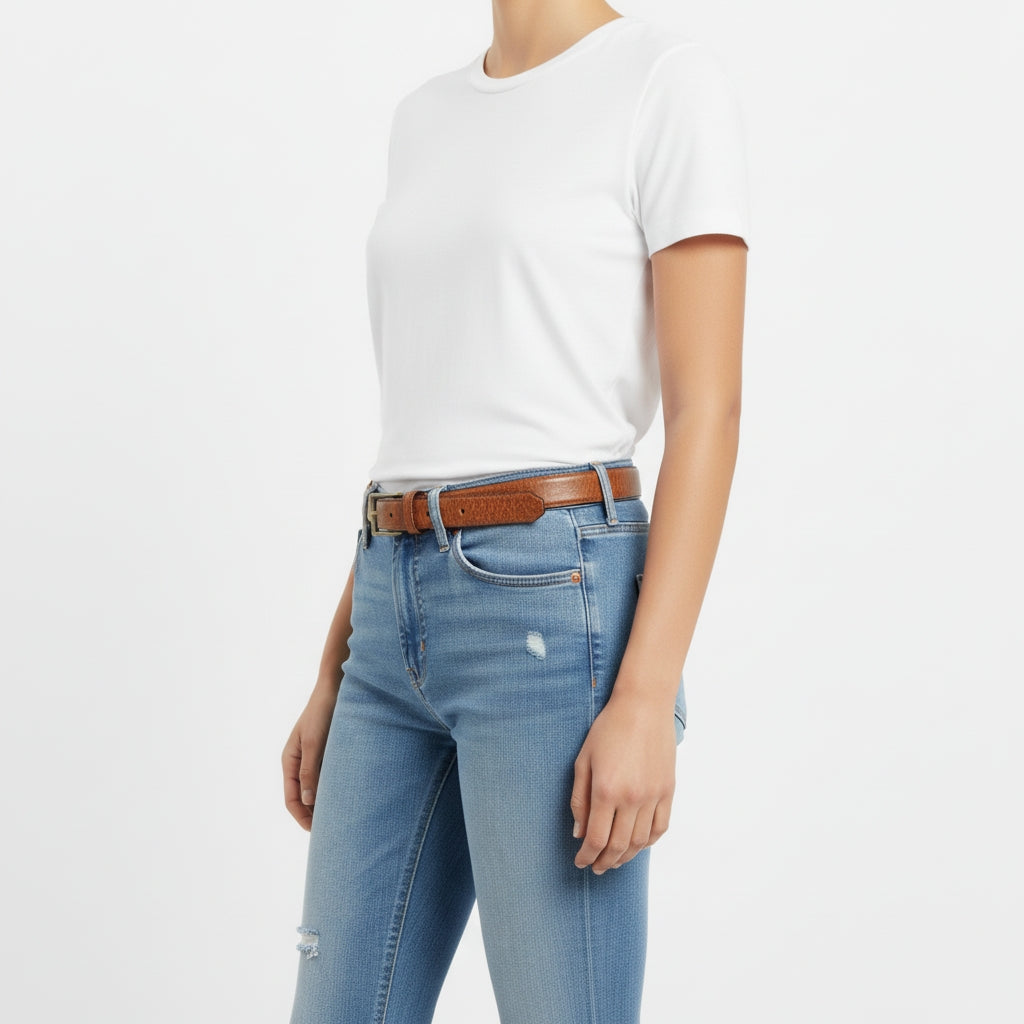 Beltley 1.1" Women's Distressed Tan Belt