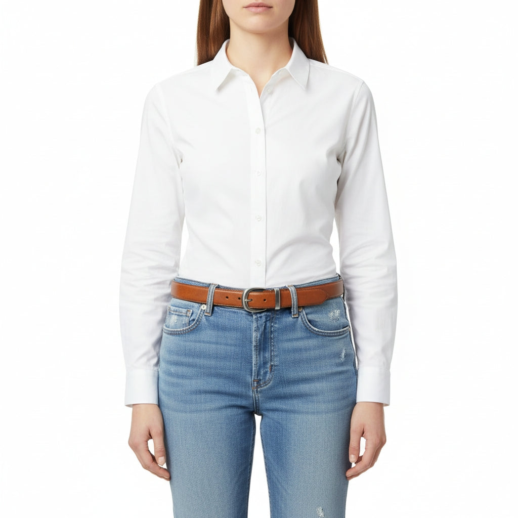 Beltley Elegant Cognac Leather Belt for Women | 1.25" Minimalist Design