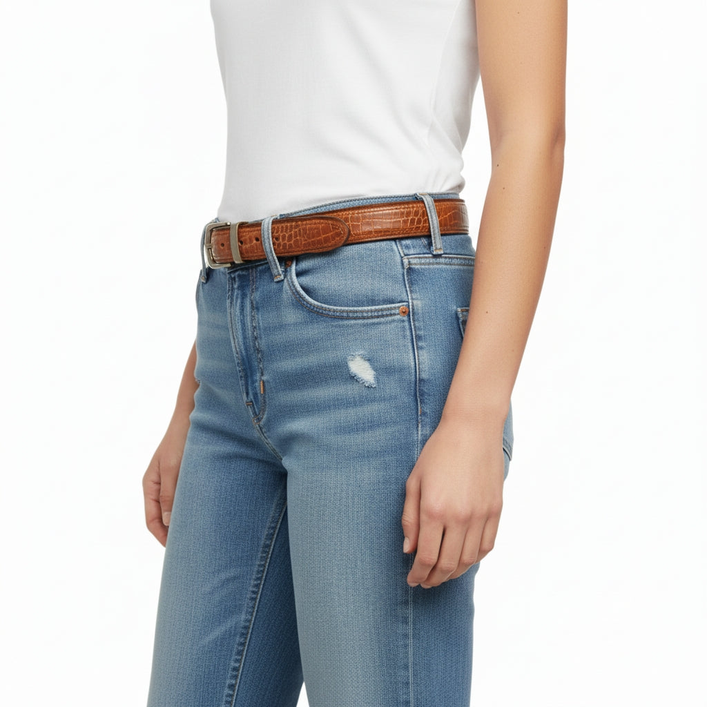 Beltley Vintage Cognac Brown Leather Belt-Unisex Distressed Design