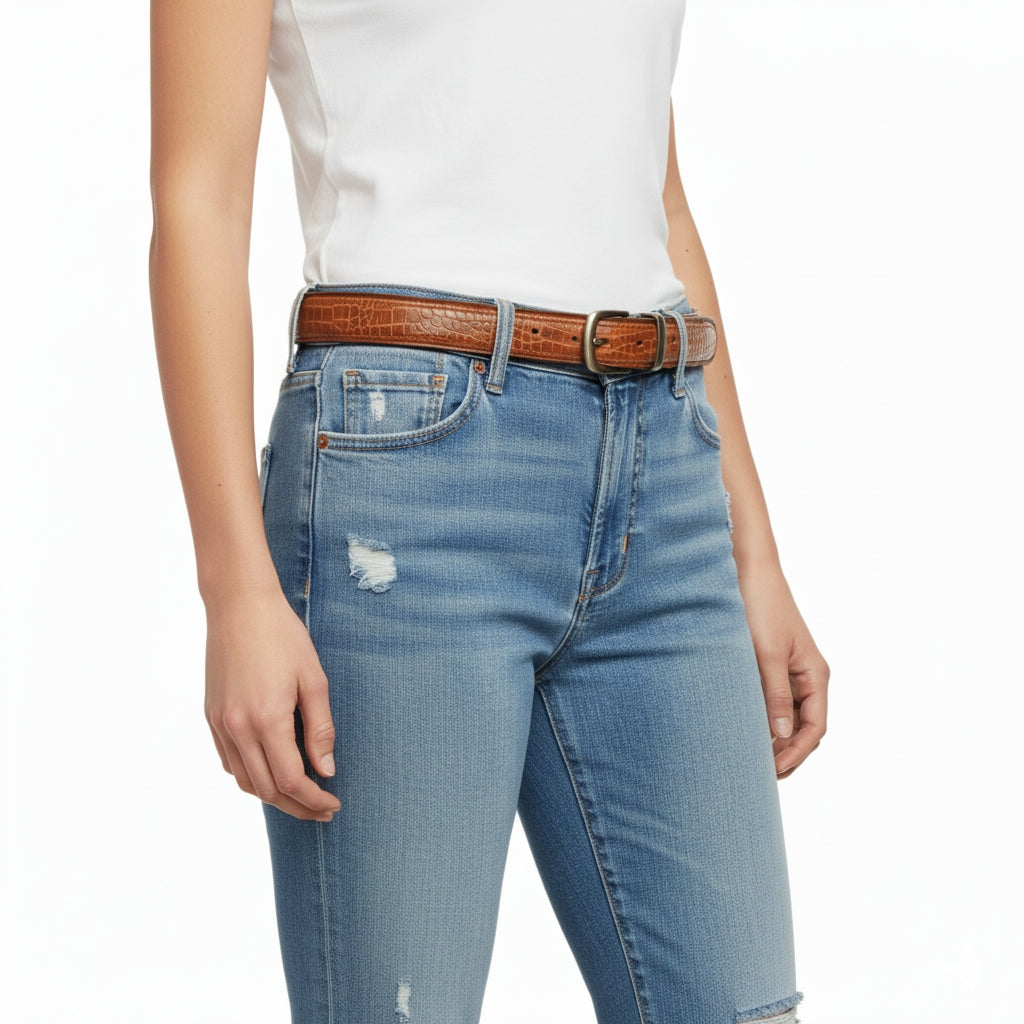 Beltley Vintage Cognac Brown Leather Belt-Unisex Distressed Design