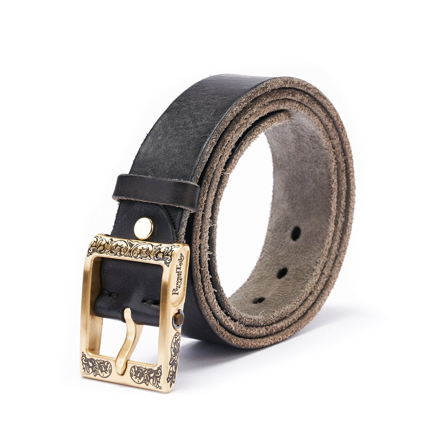 Black Hand-Distressed Leather Belt – 1.5" Raw Edge