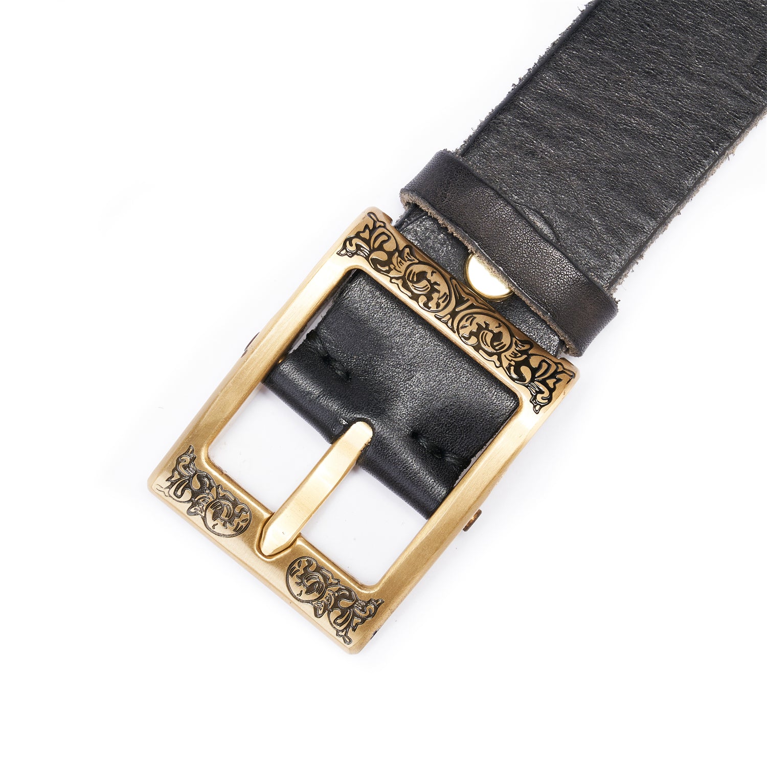 Black Hand-Distressed Leather Belt – 1.5" Raw Edge
