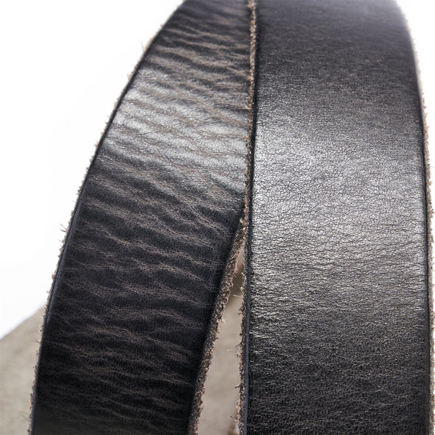Black Hand-Distressed Leather Belt – 1.5" Raw Edge