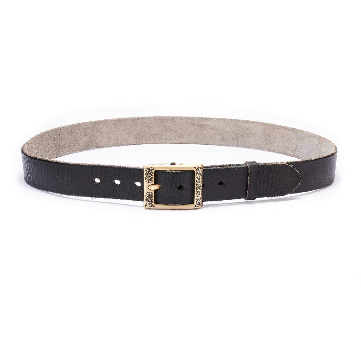 Black Hand-Distressed Leather Belt – 1.5" Raw Edge