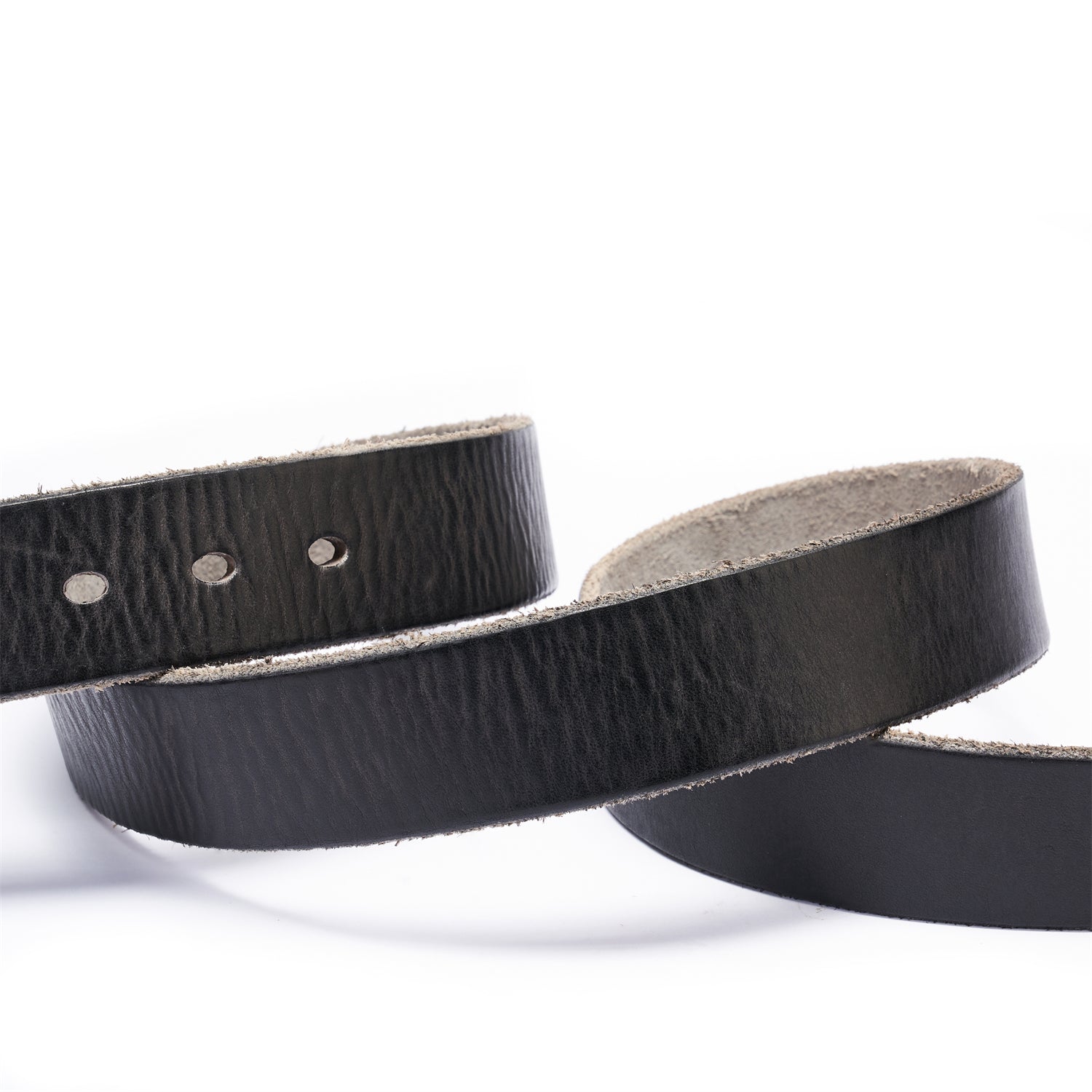 Black Hand-Distressed Leather Belt – 1.5" Raw Edge
