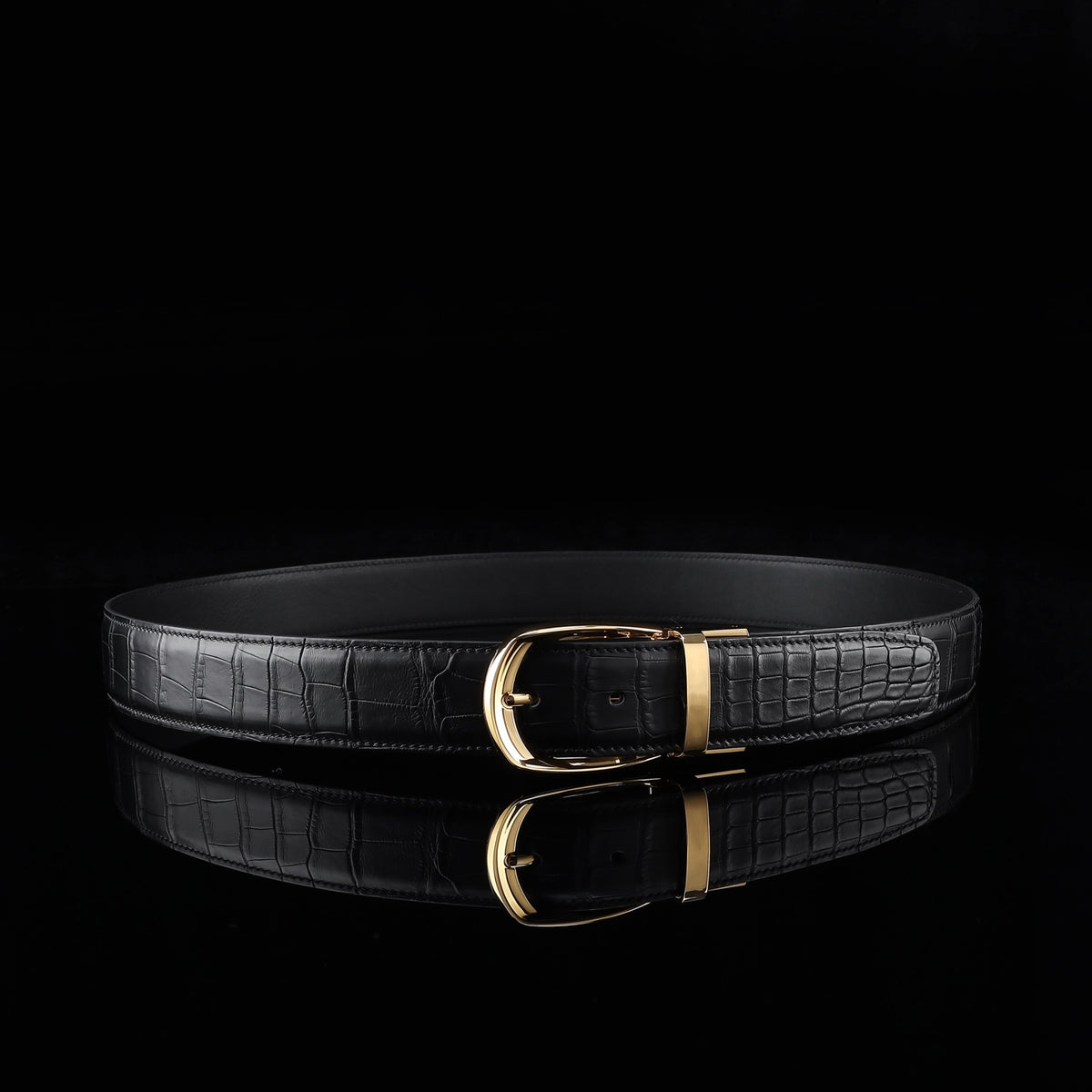 BELTLEY Artisan-Crafted Black Alligator Leather Belt – 1.38" | Unisex