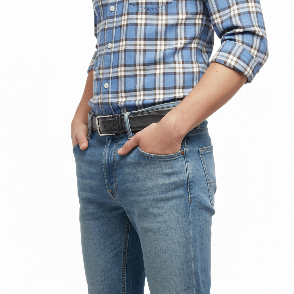 BELTLEY Black Bridle Leather Belt with a Waxed Matte Finish - 1.38 Inch