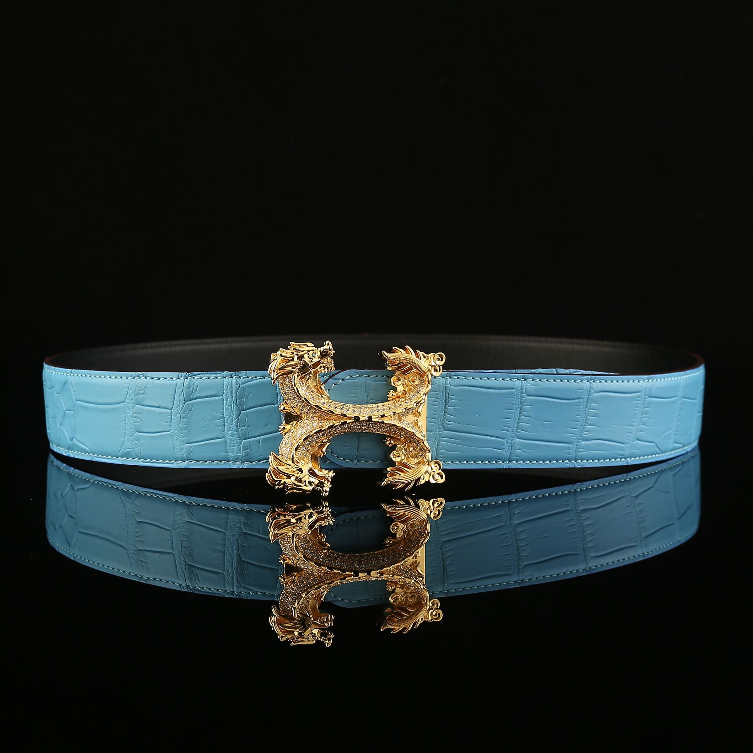 Exotic Nile Crocodile Belt for Men 1.5" Tiffany Blue