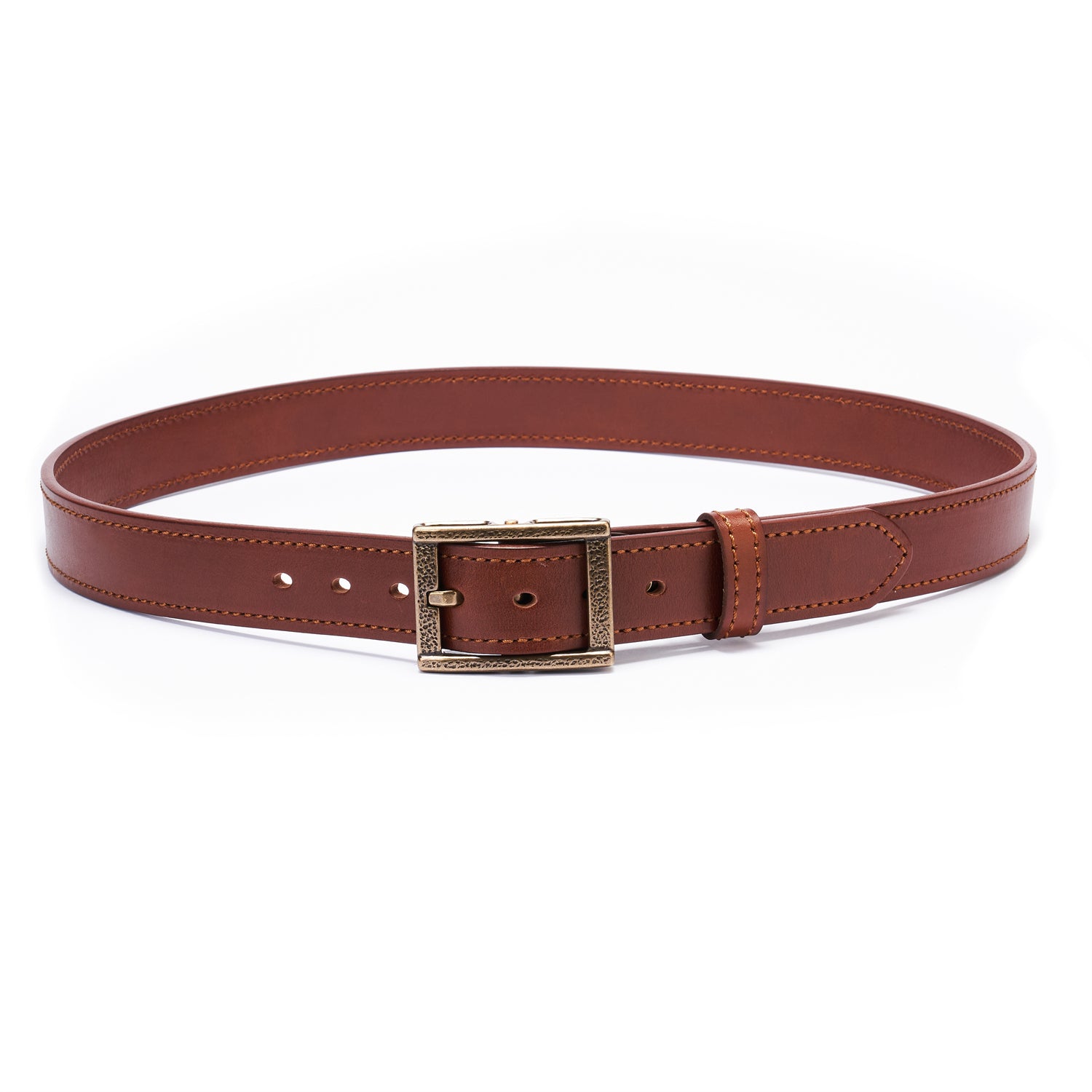 Brown Double Layer Full-Grain Leather Belt for Men (Width: 1.5 Inches)
