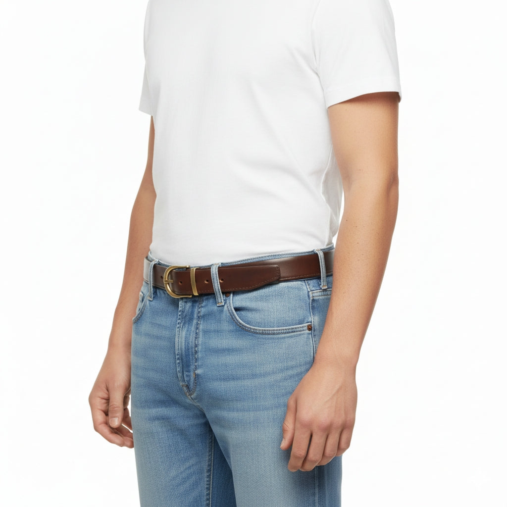 BELTLEY Brown Folded Double-Layer Full-Grain Leather Belt — 1.5 Inches