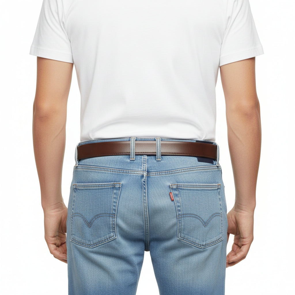 BELTLEY Brown Folded Double-Layer Full-Grain Leather Belt — 1.5 Inches