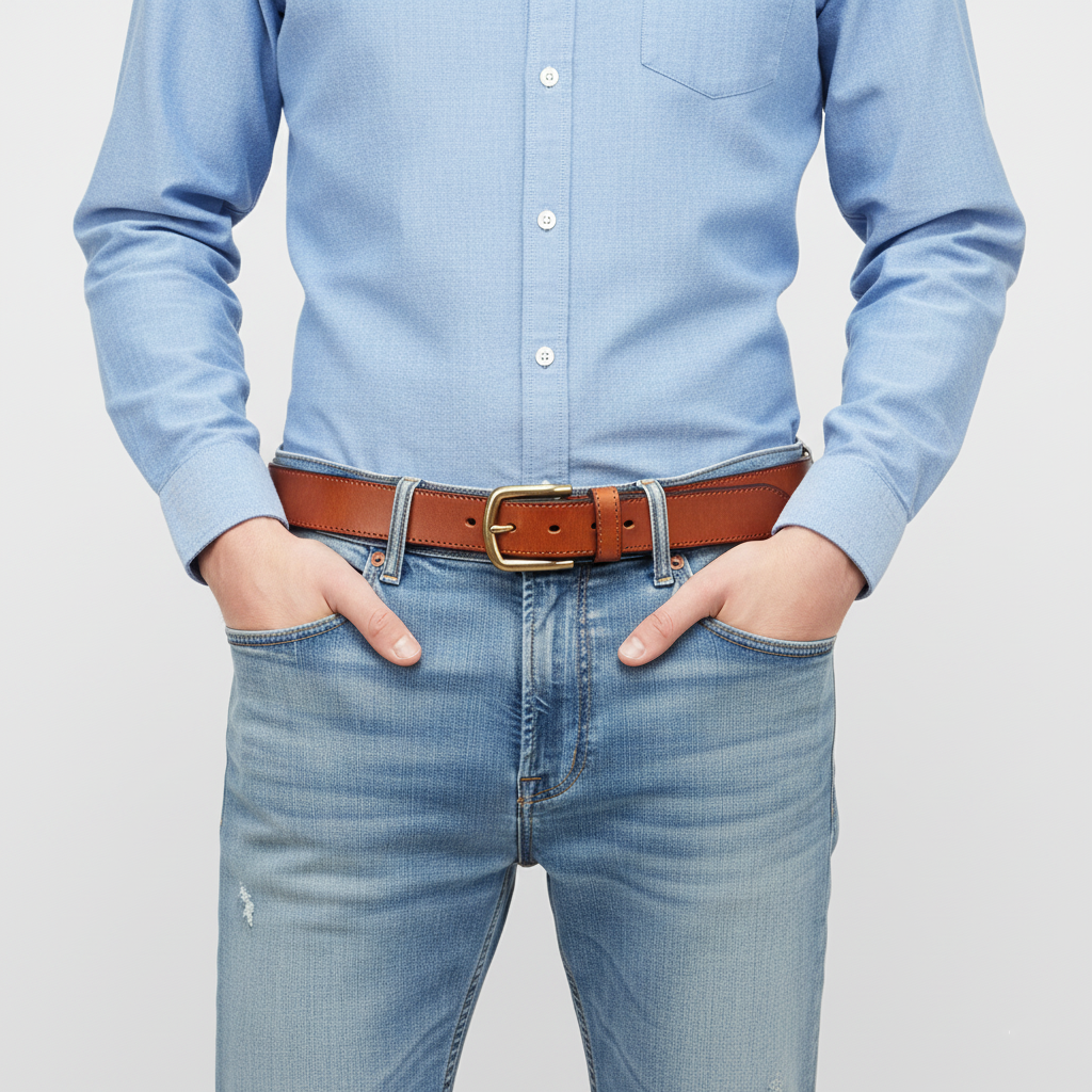 BELTLEY Unisex 1.25“ Light Brown Leather Belt - Classic & Stylish
