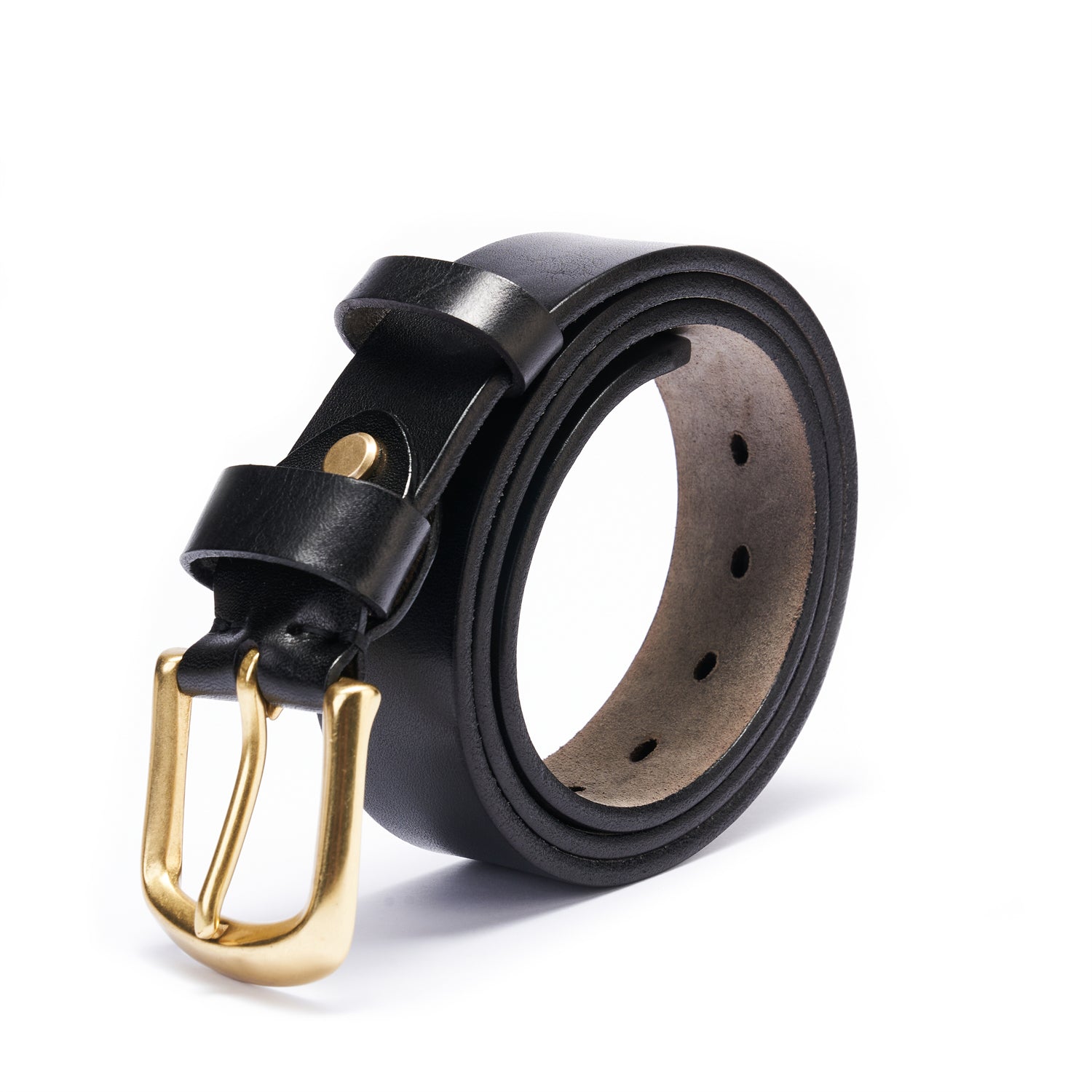 Classic Black Full-Grain Leather Belt 1.5“ – Brass Buckle for Timeless Style
