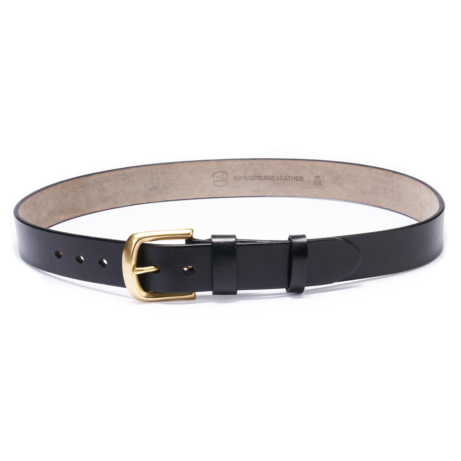 Classic Black Full-Grain Leather Belt 1.5“ – Brass Buckle for Timeless Style