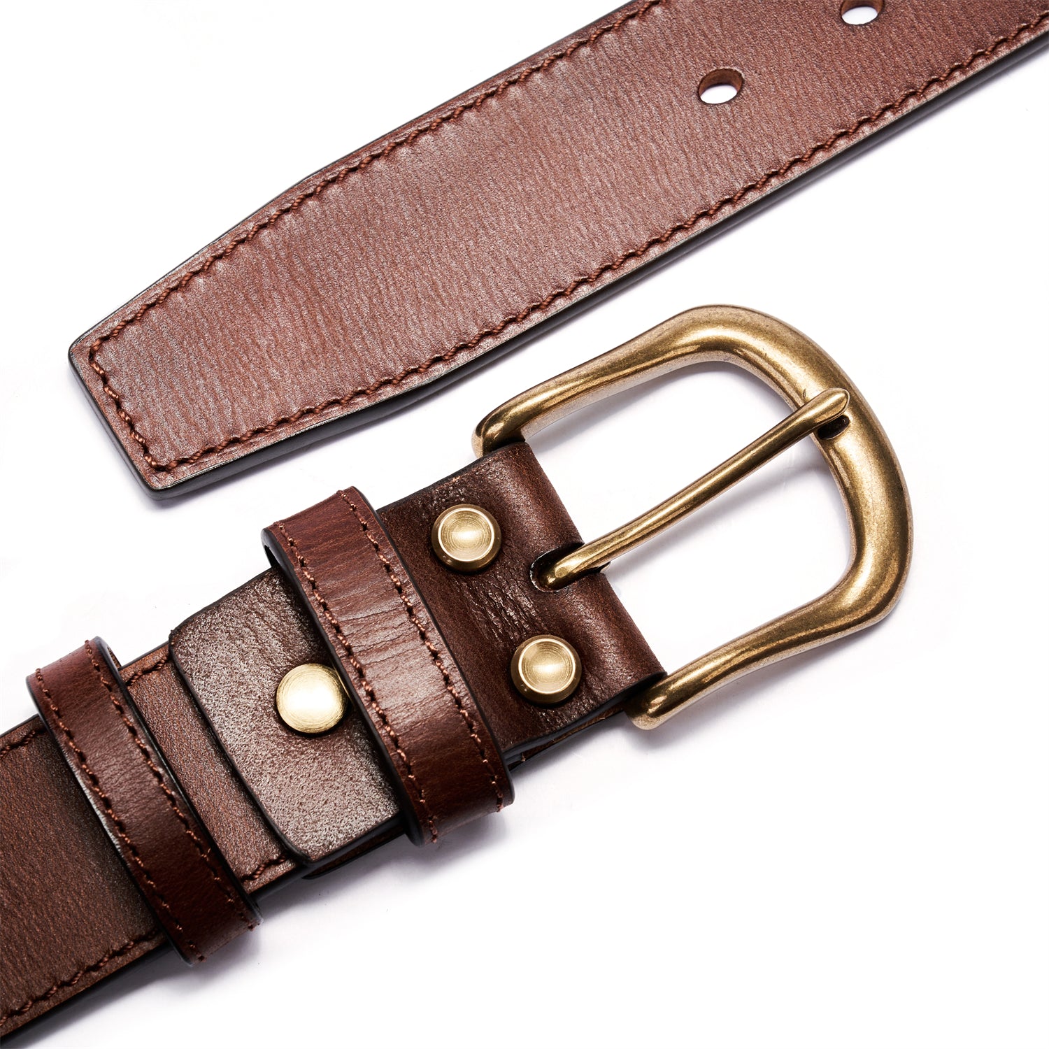 BELTLEY Classic Brown Full Grain Leather Distressed  Belt 1.25" Wide