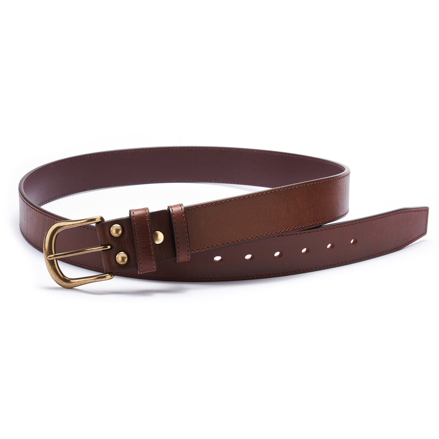 BELTLEY Classic Brown Full Grain Leather Distressed  Belt 1.25" Wide
