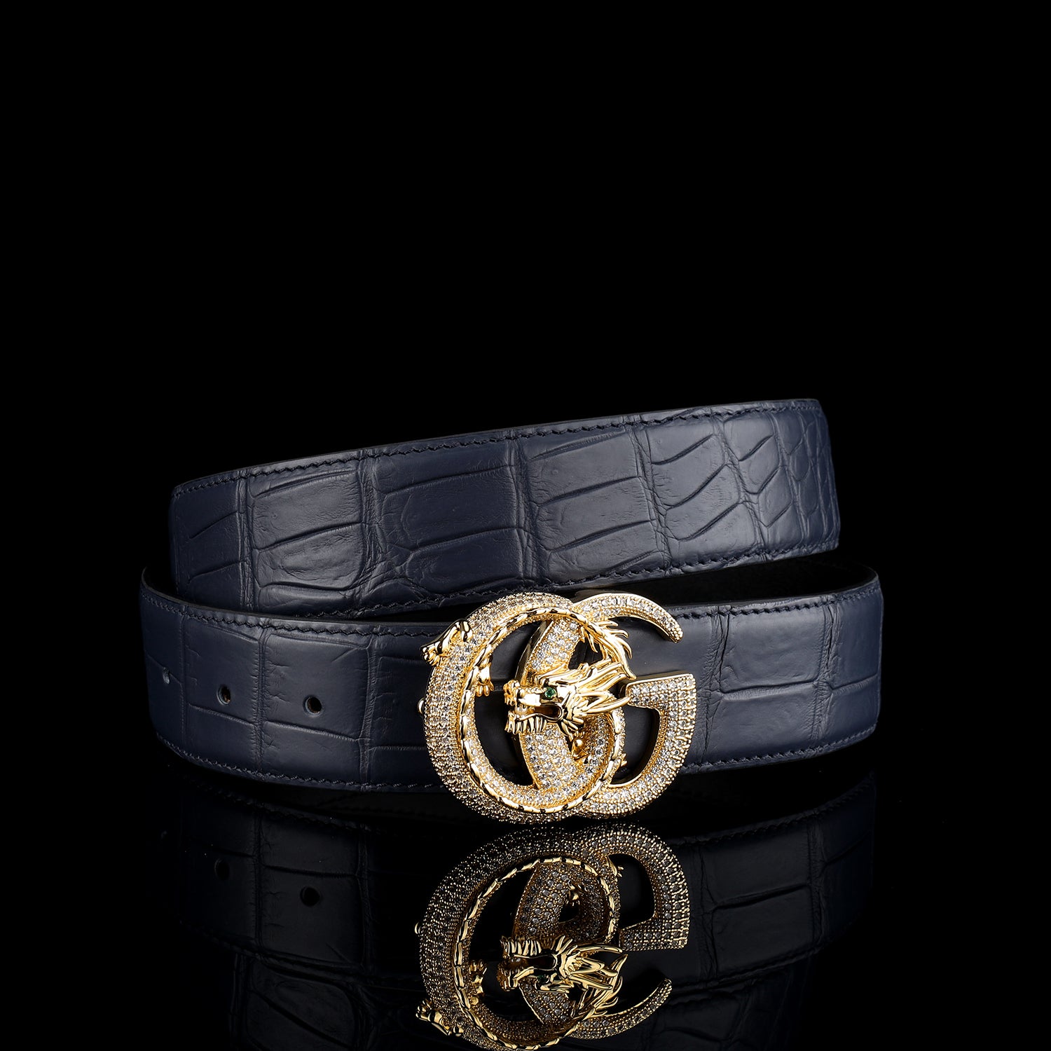 Crocodile Leather Belt for Men – Matte Finish with 3D Dragon G Buckle — additional view 12 | BELTLEY
