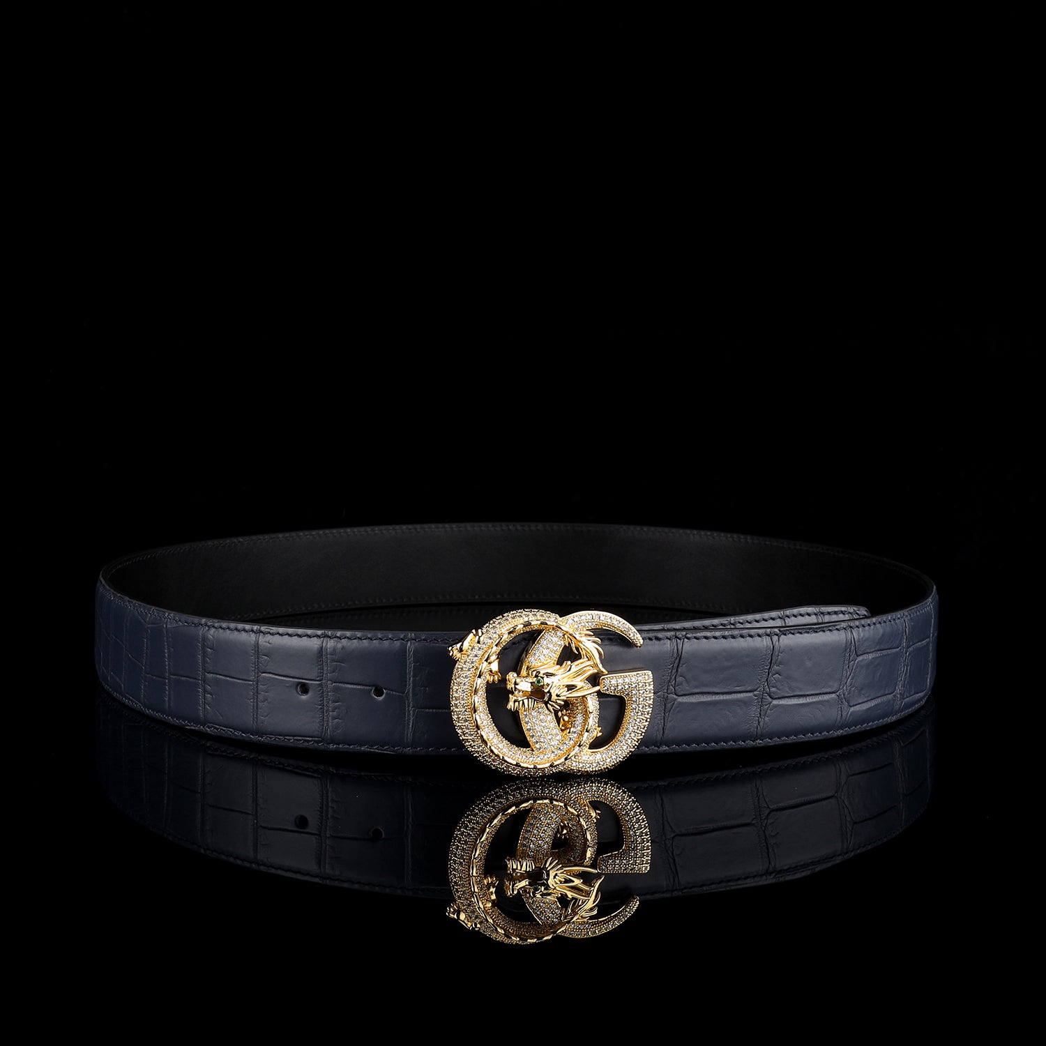 Crocodile Leather Belt for Men – Matte Finish with 3D Dragon G Buckle — edge detail | BELTLEY