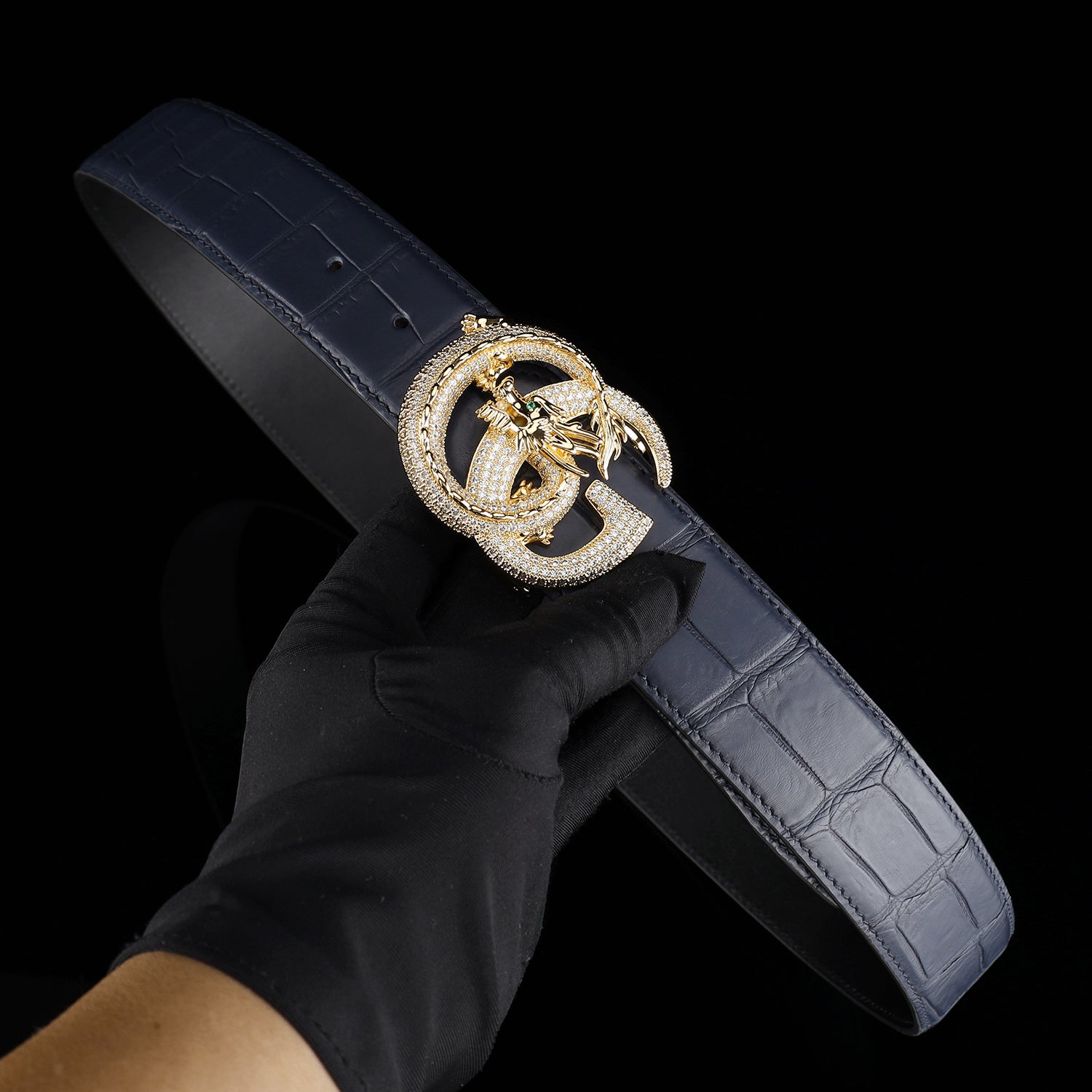 Crocodile Leather Belt for Men – Matte Finish with 3D Dragon G Buckle — additional view 13 | BELTLEY