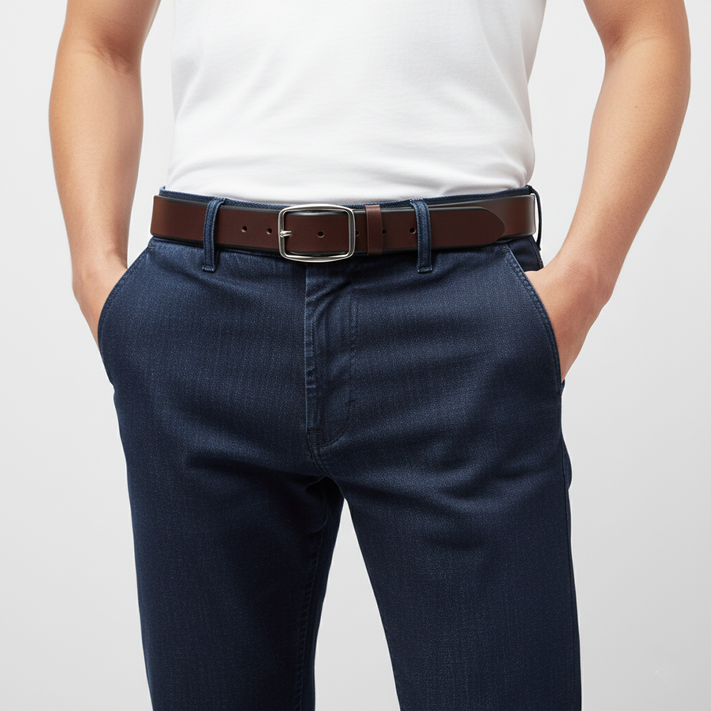 BELTLEY Dark Brown Slim Belt for Women – 1.38"